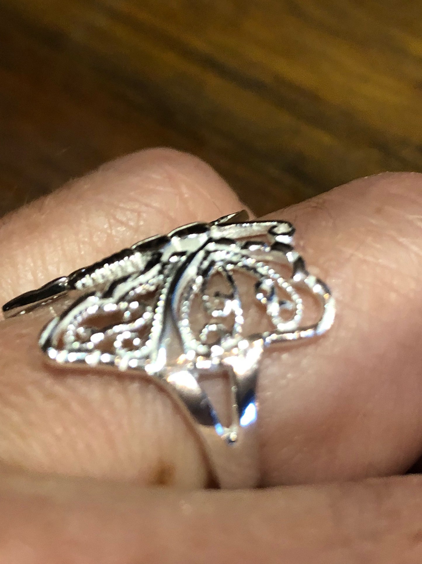 Vintage 925 Sterling Silver Gothic Butterfly Ring