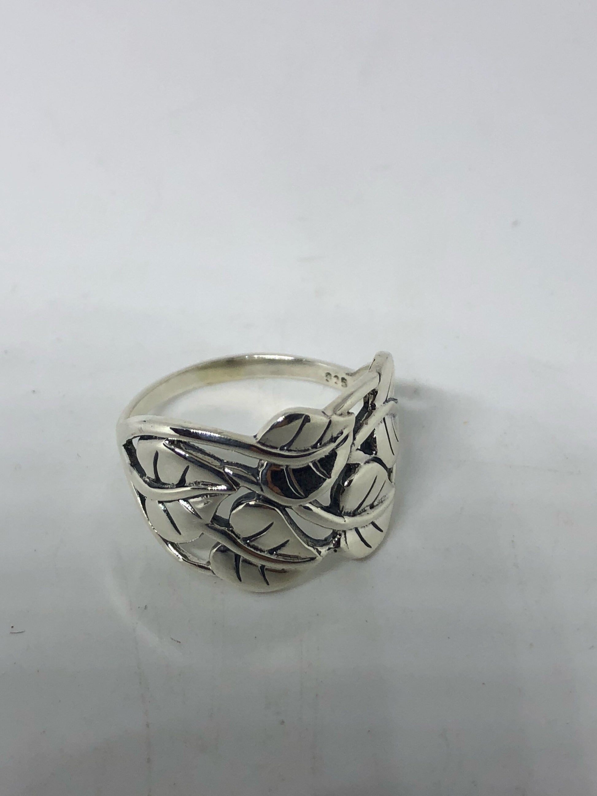 Vintage 925 Sterlin Silver Flower Spoon Ring