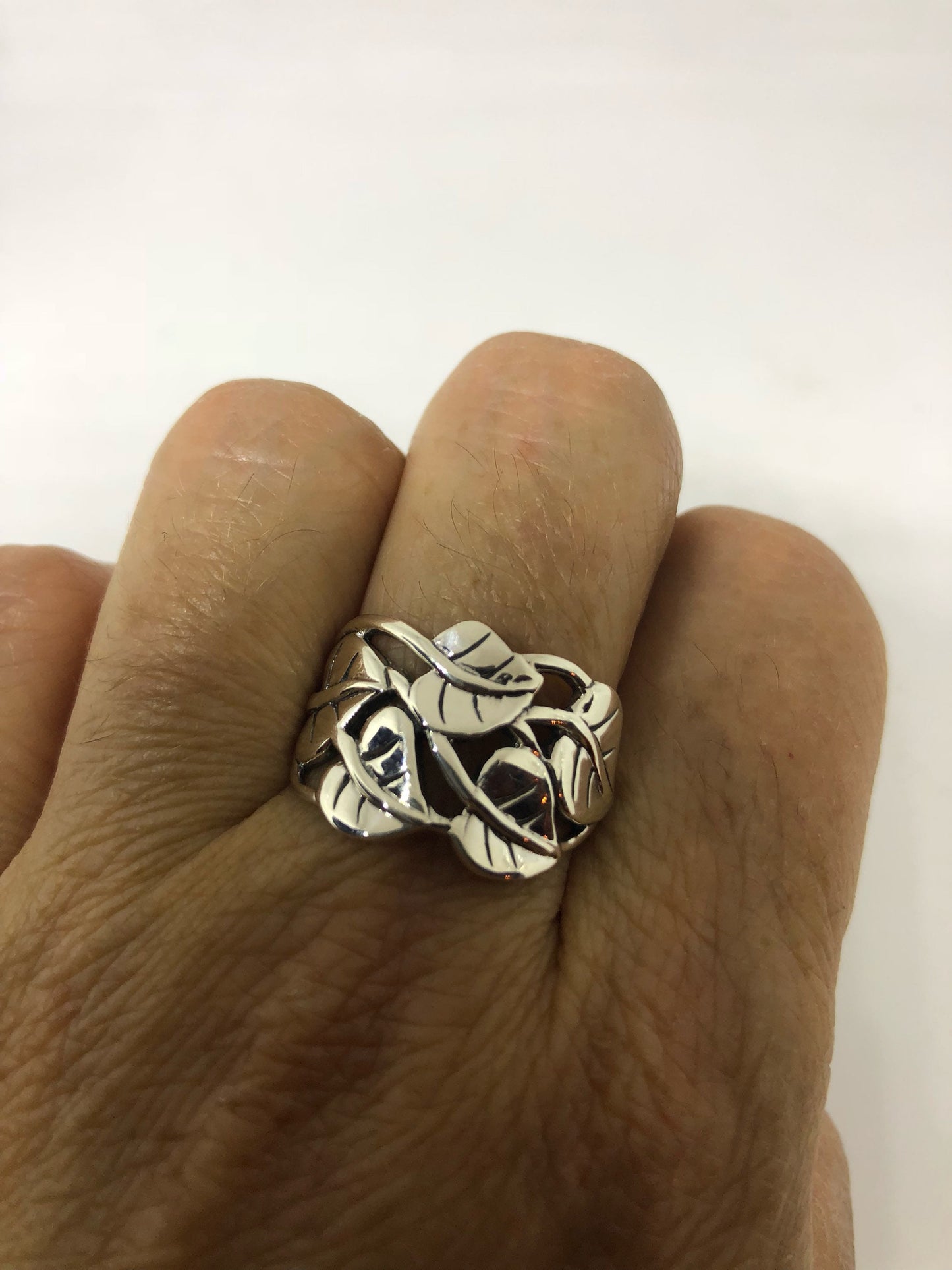 Vintage 925 Sterlin Silver Flower Spoon Ring