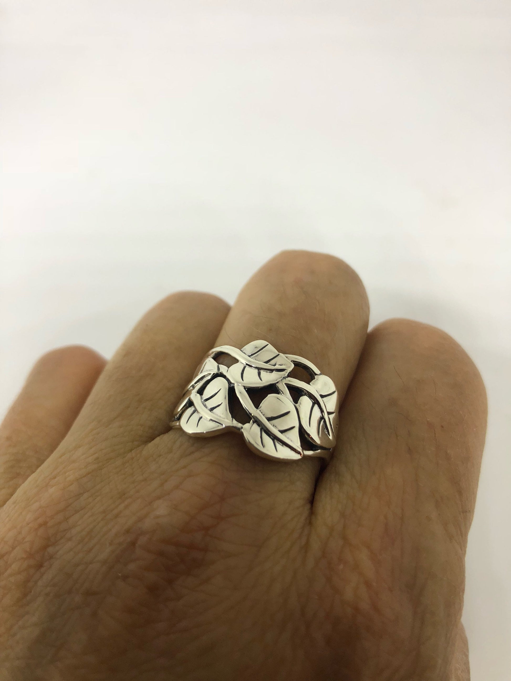 Vintage 925 Sterlin Silver Flower Spoon Ring