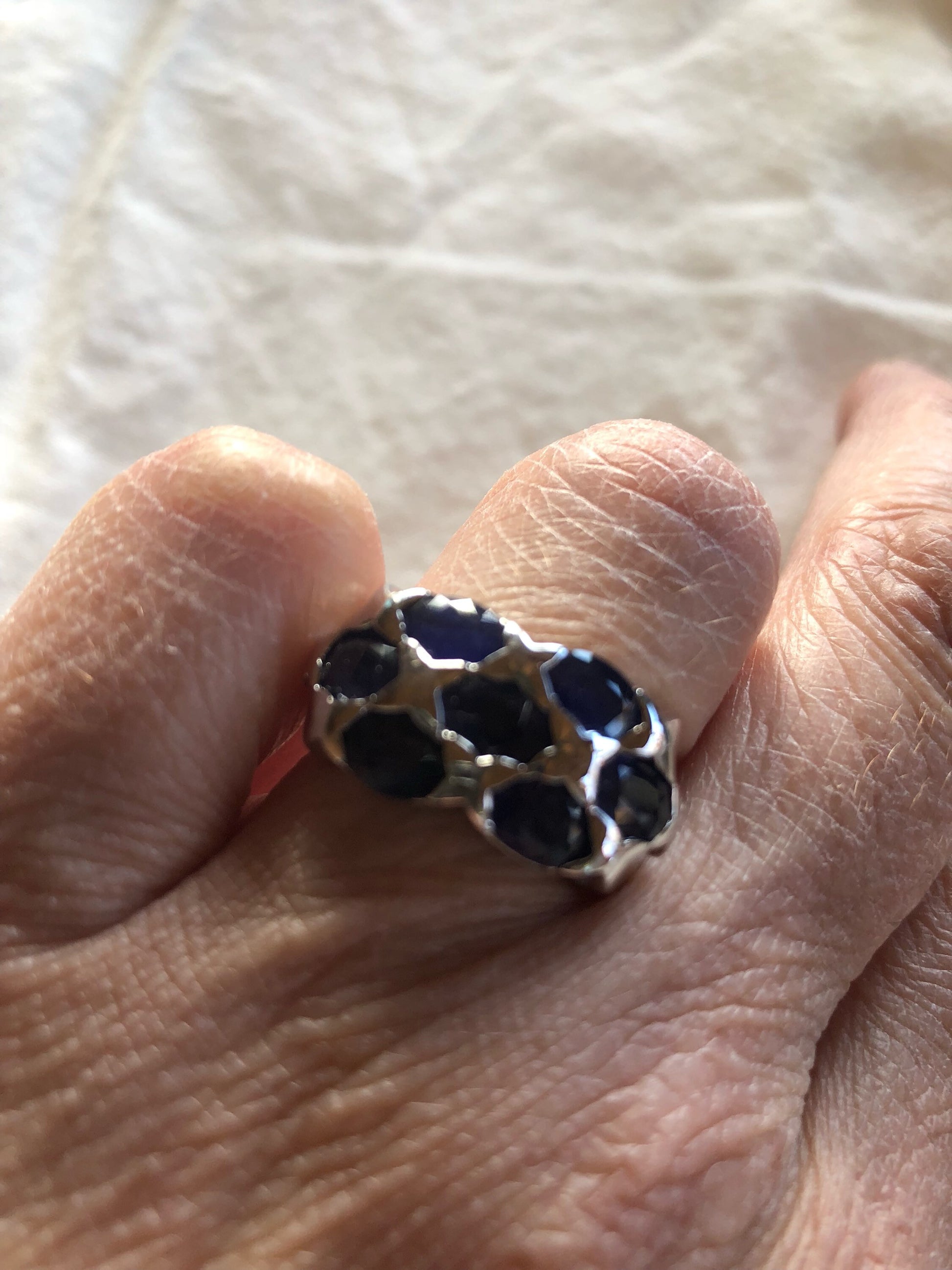 Vintage Handmade Deep Blue Sapphire Setting 925 Sterling Silver Gothic Ring