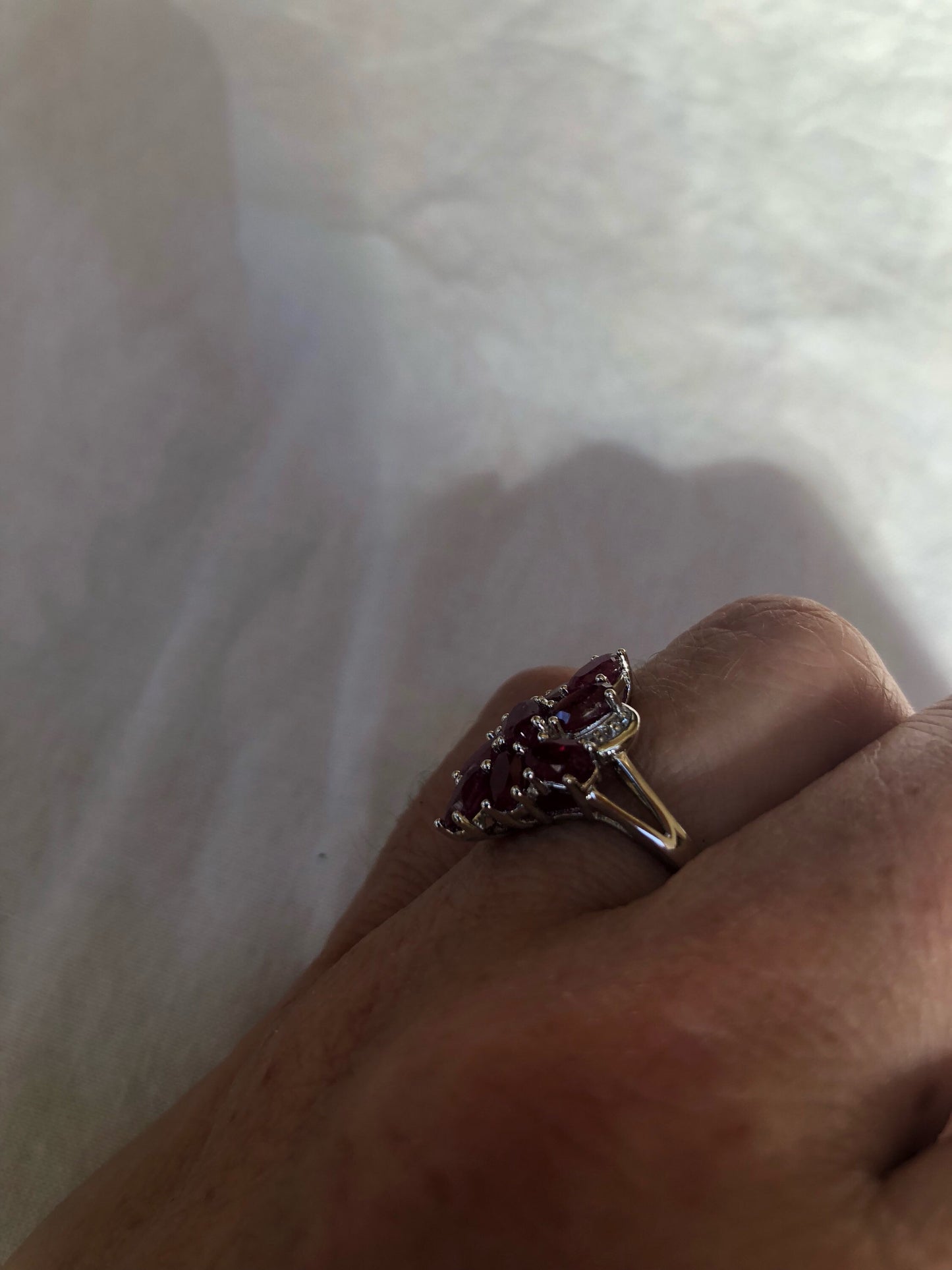 Vintage Handmade Pink Ruby and White Sapphire Setting Sterling Silver Gothic Ring