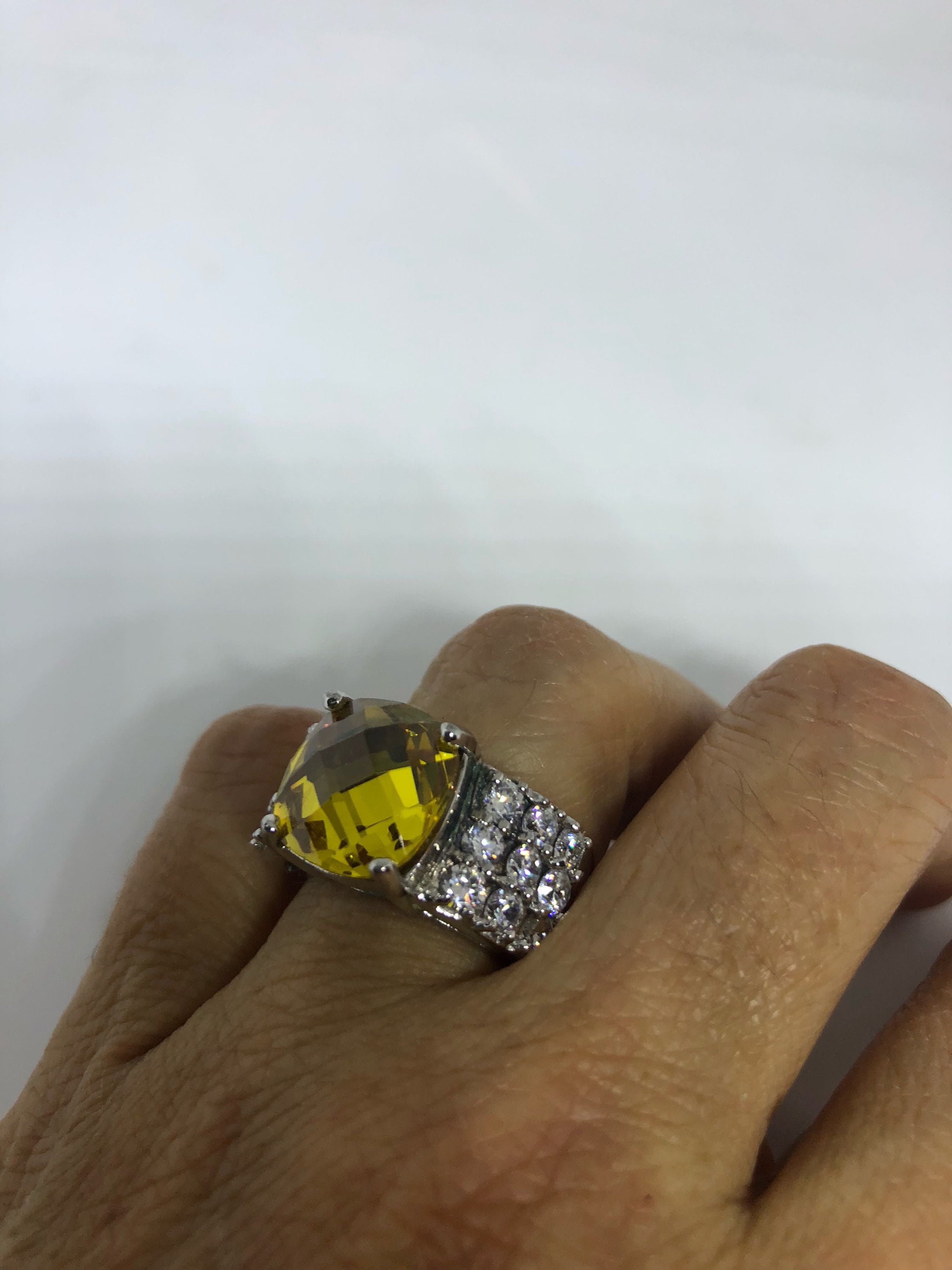 Vintage Handmade Golden Genuine Citrine 925 retailer Sterling Silver Gothic Ring