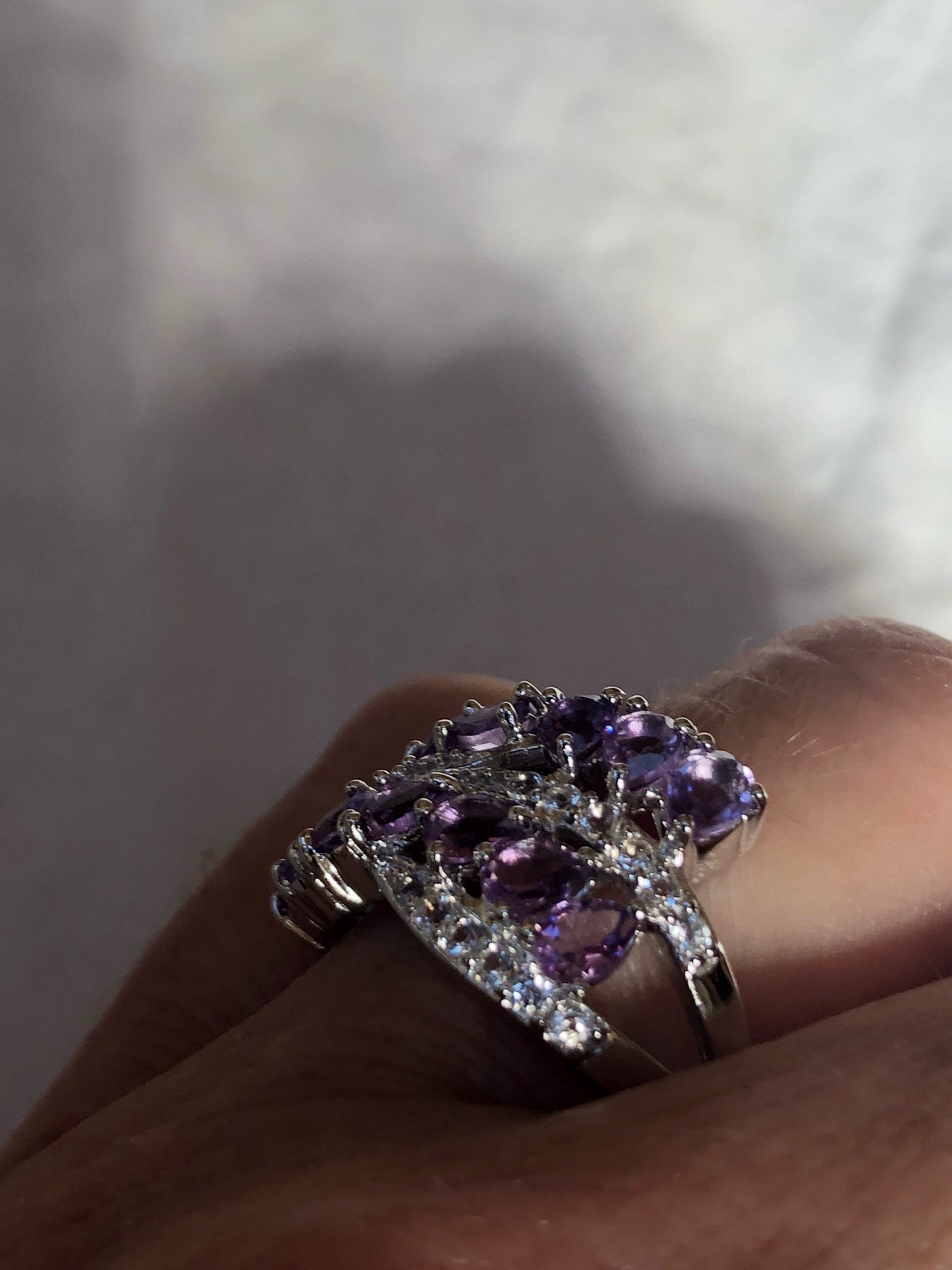 Vintage Handmade Deep Purple Genuine Amethyst Setting 925 Sterling Silver Gothic Ring