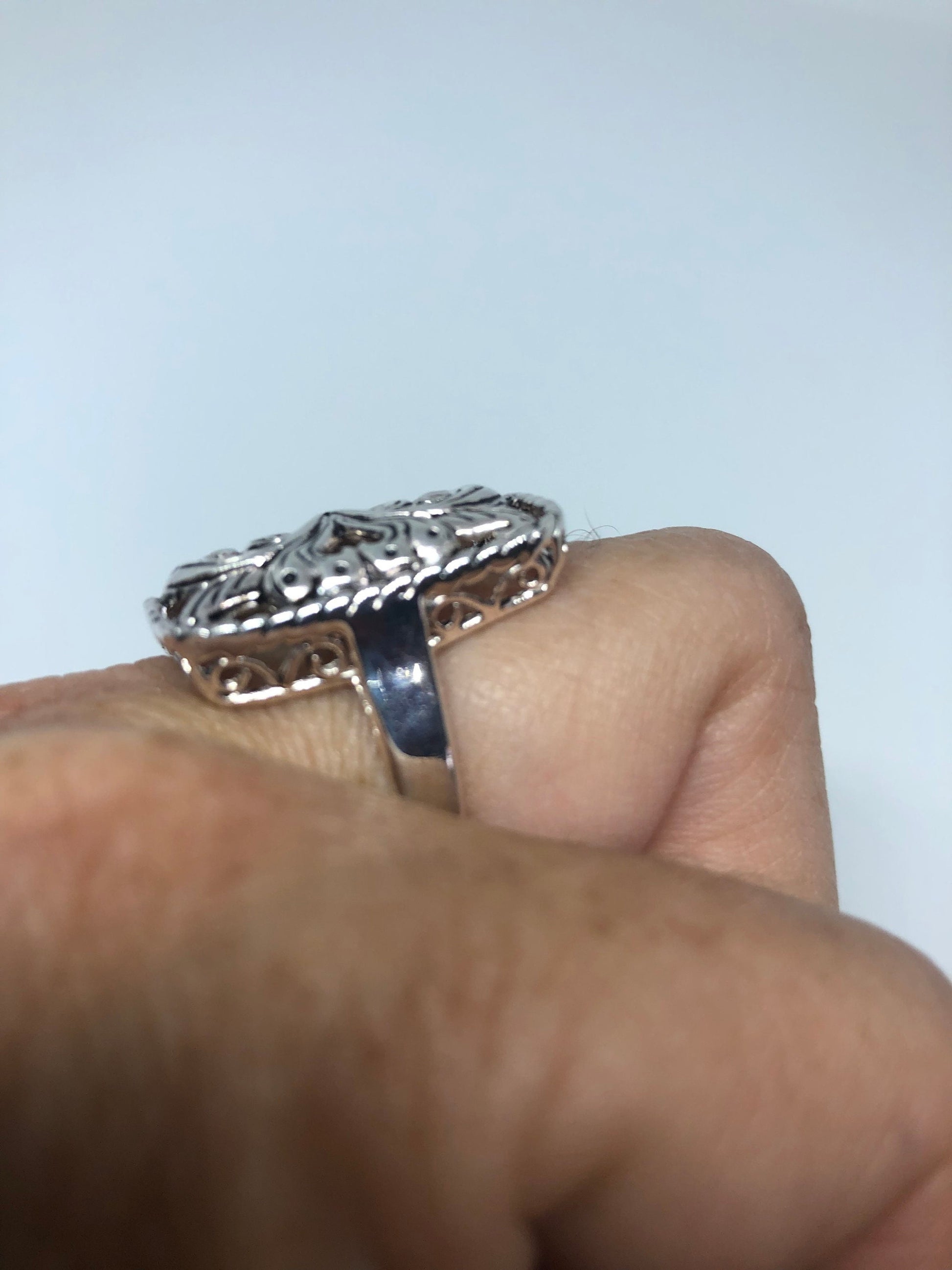 Vintage 925 Sterling Silver Flower Southwestern Ring