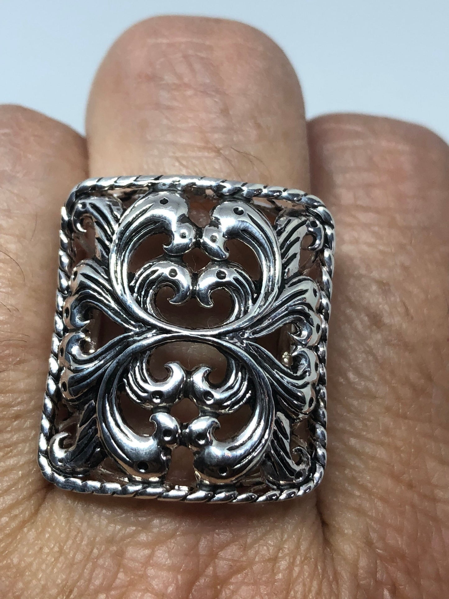 Vintage 925 Sterling Silver Flower Southwestern Ring