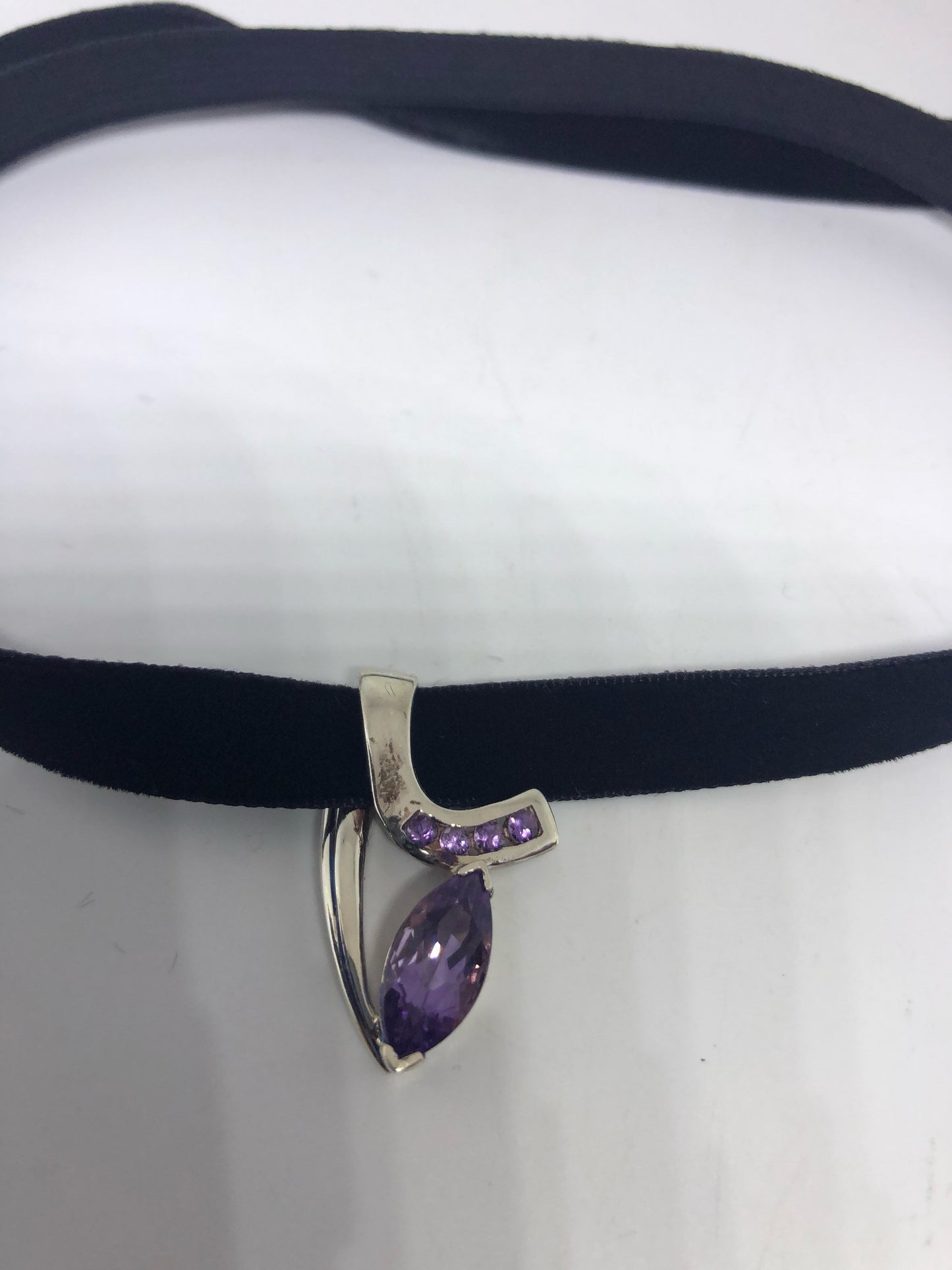 Vintage Handmade 925 Sterling Silver Purple Amethyst Pendant