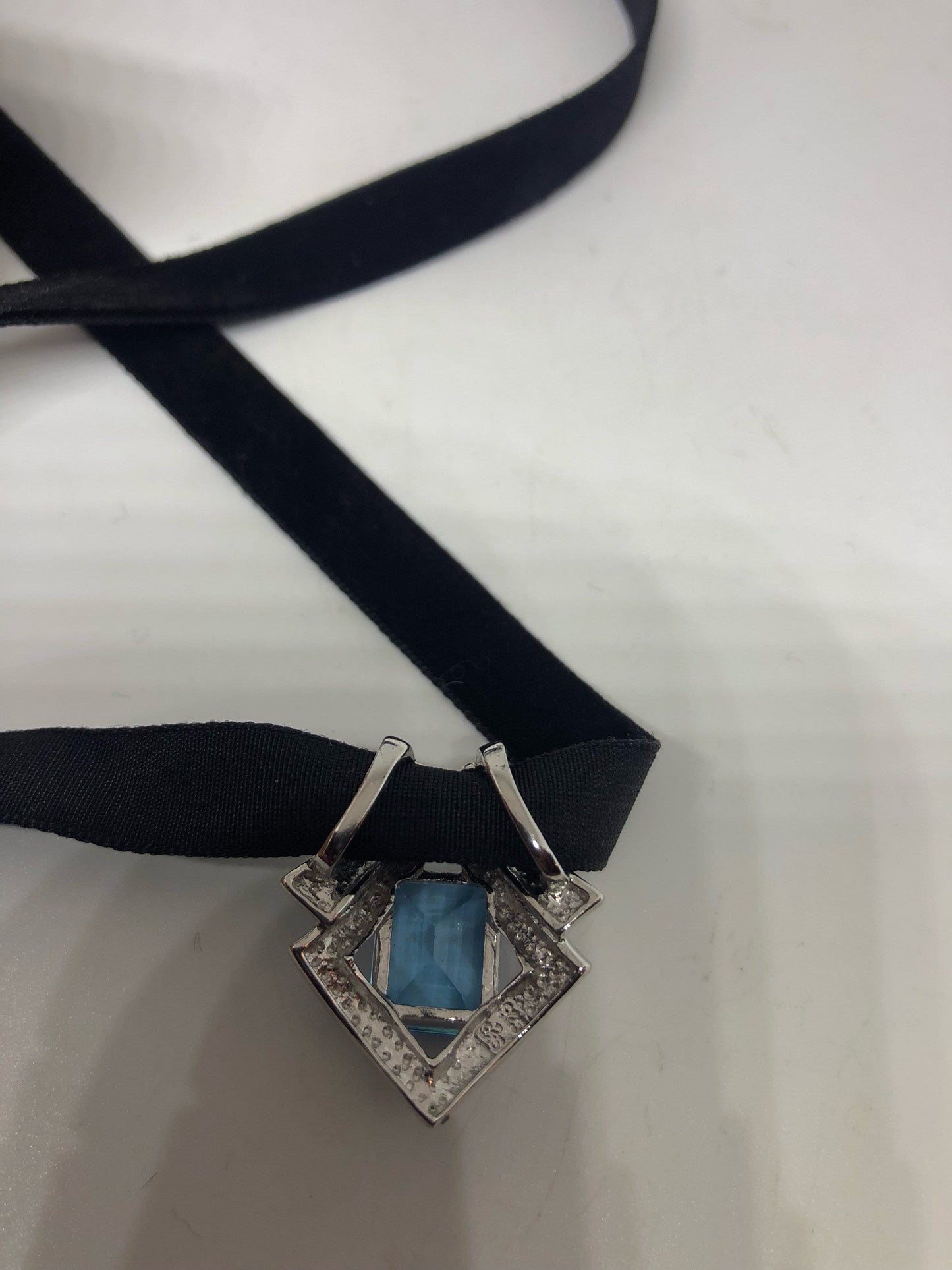 Vintage Genuine Deep Blue Topaz 925 Sterling Silver Necklace Pendant