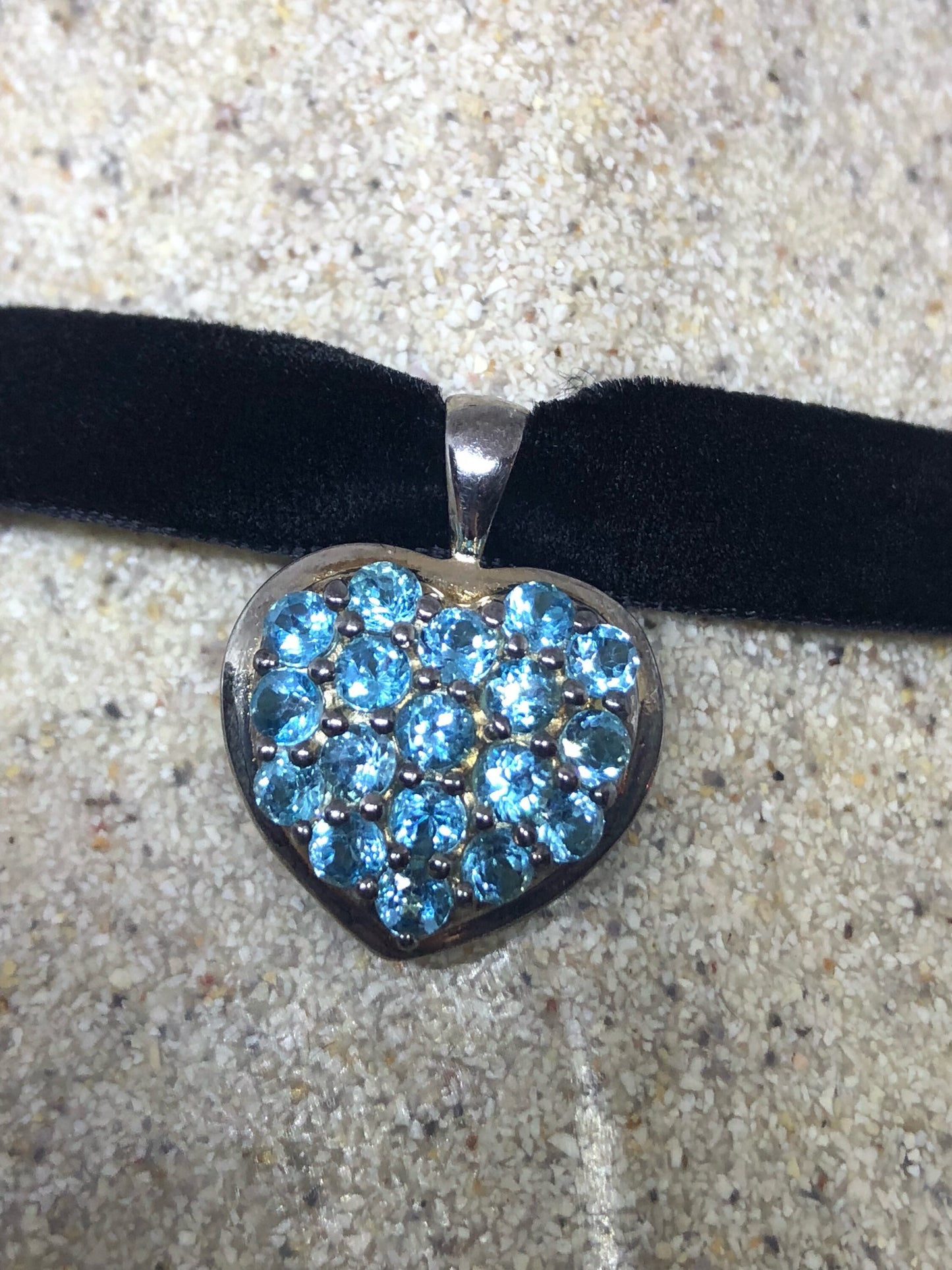 Vintage Genuine Deep Blue Topaz 925 Sterling Silver Necklace Pendant