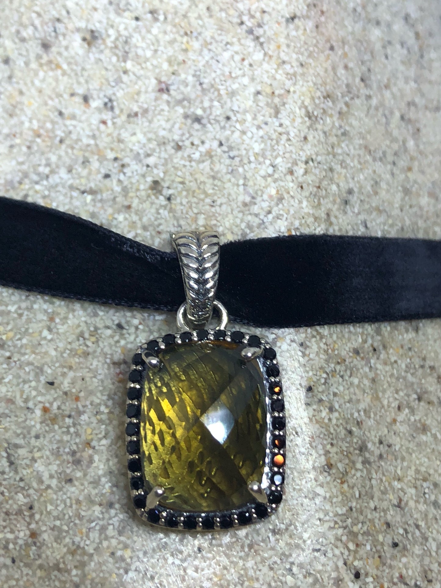 Vintage Handmade Sterling Silver Golden Citrine Pendant