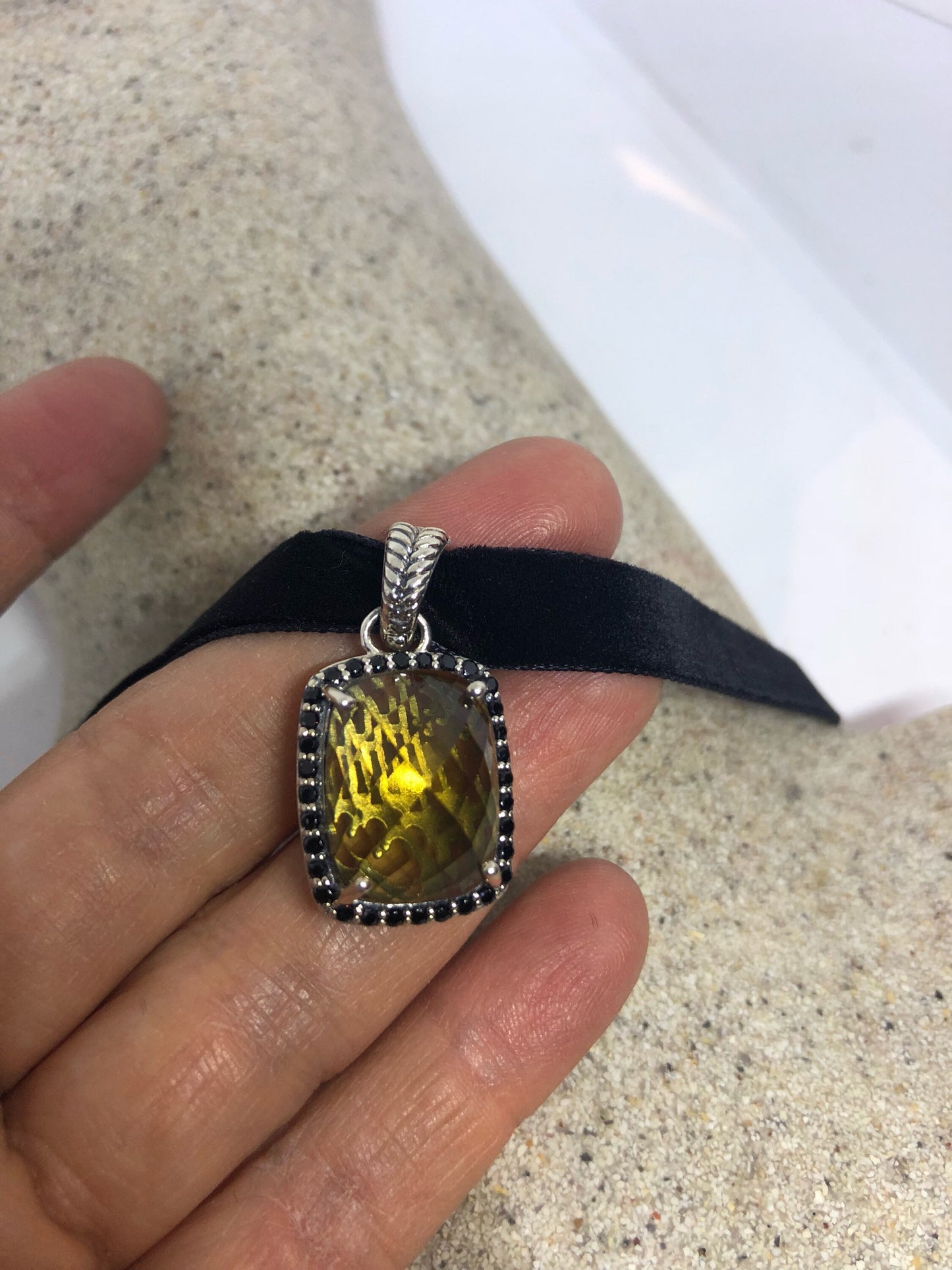 Vintage Handmade Sterling Silver Golden Citrine Pendant