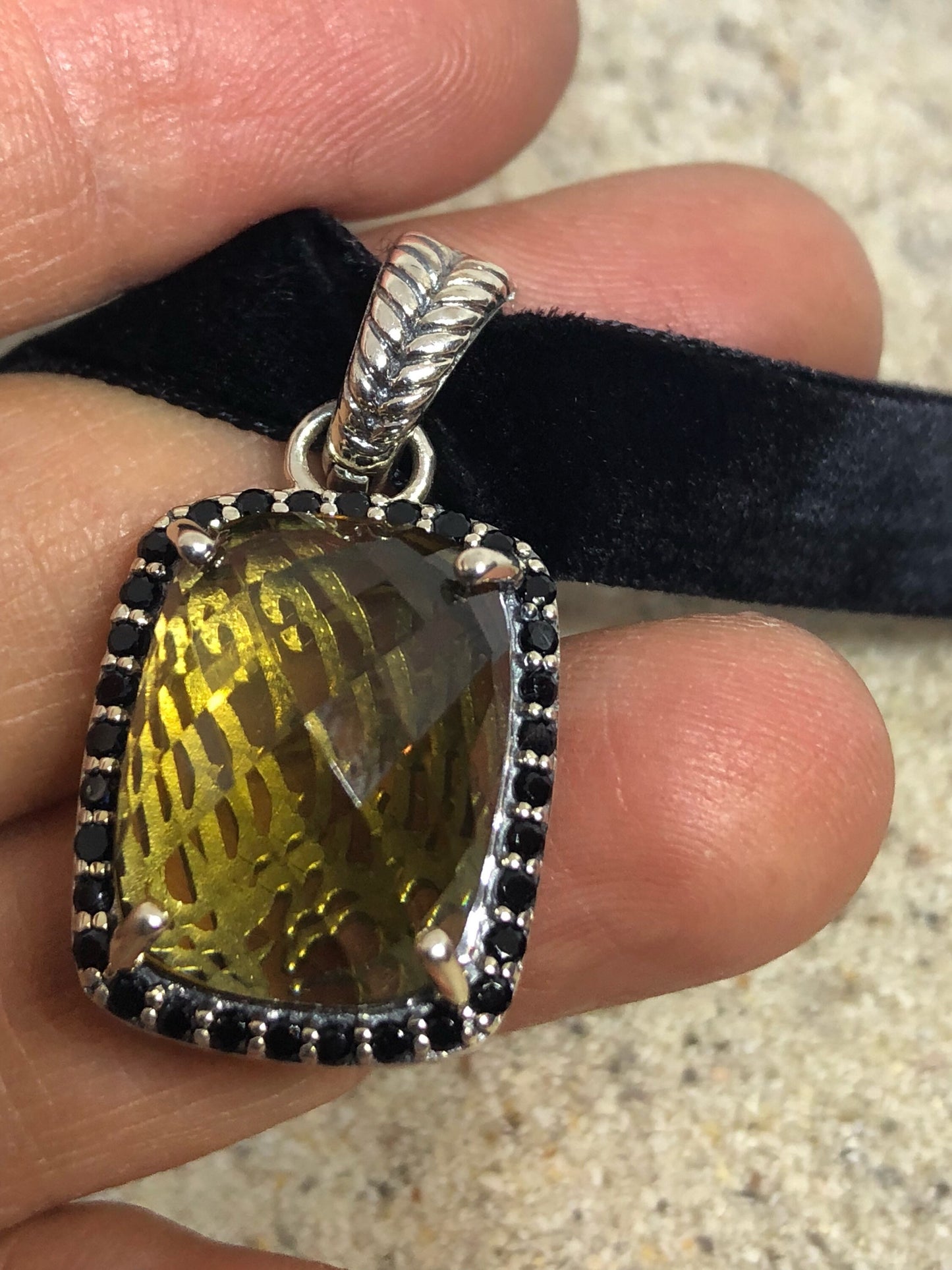 Vintage Handmade Sterling Silver Golden Citrine Pendant