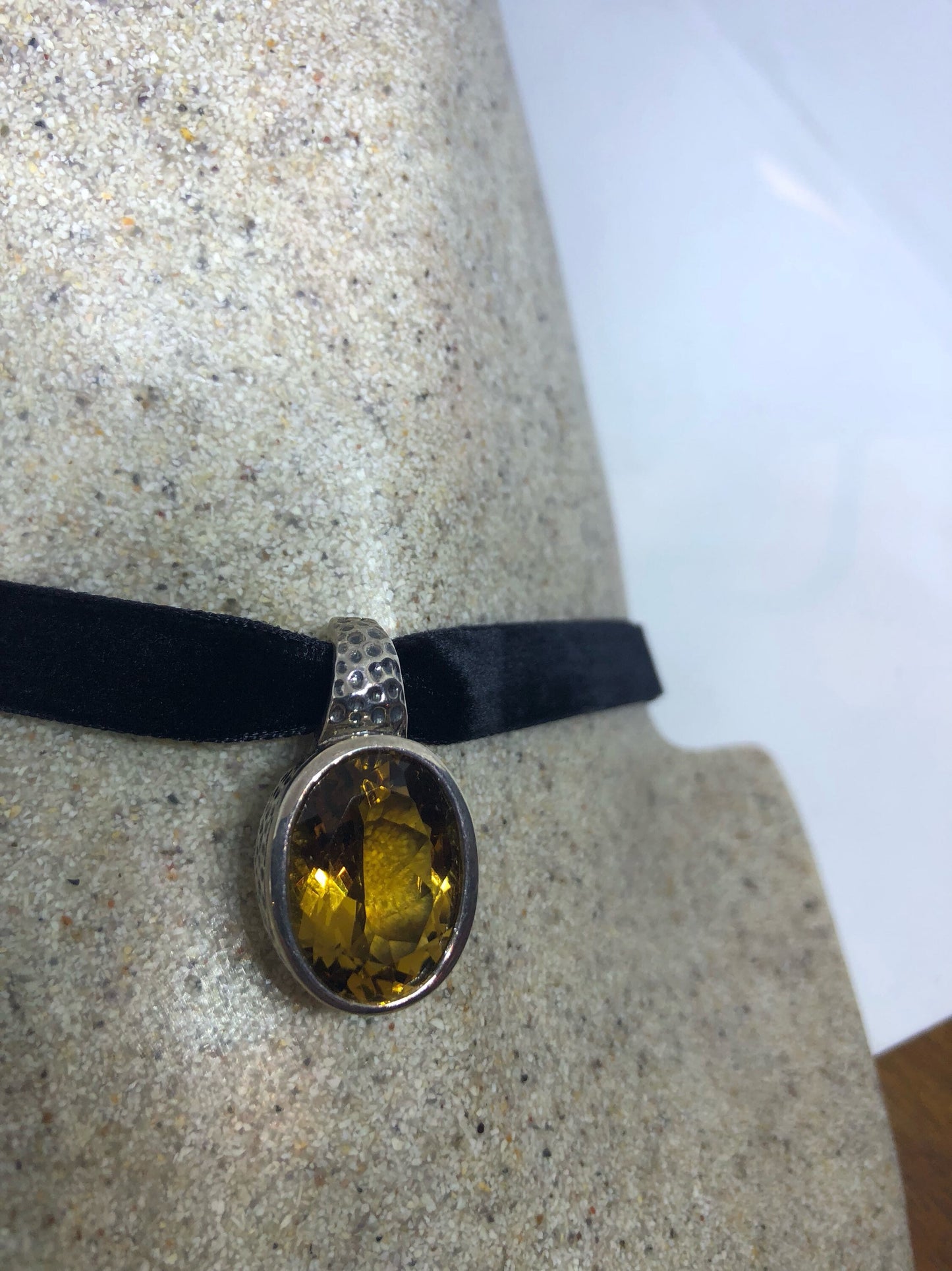 Vintage Handmade Sterling Silver Golden Citrine Pendant