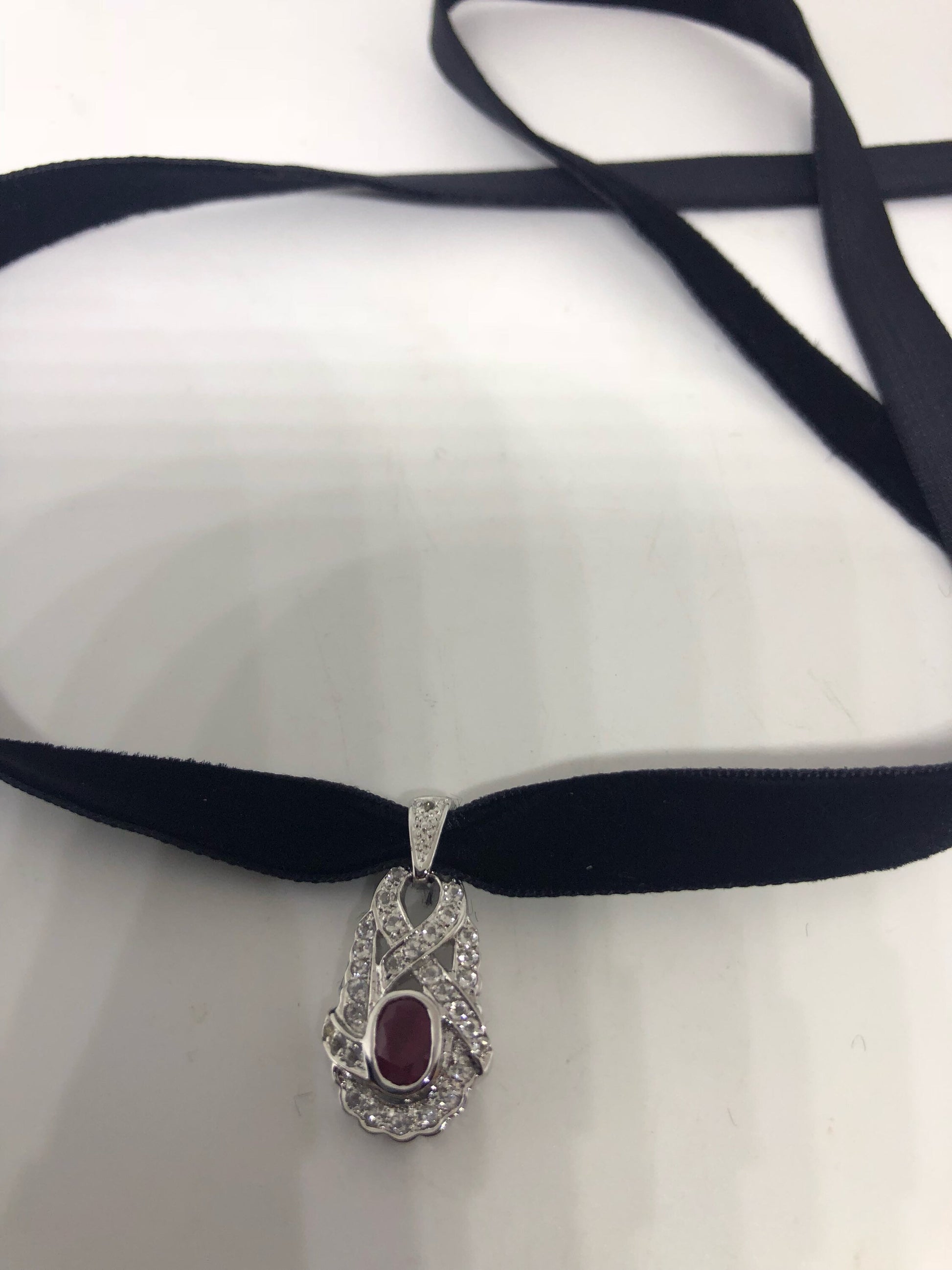 Vintage Handmade 925 Sterling Silver Gold Ruby Pendant