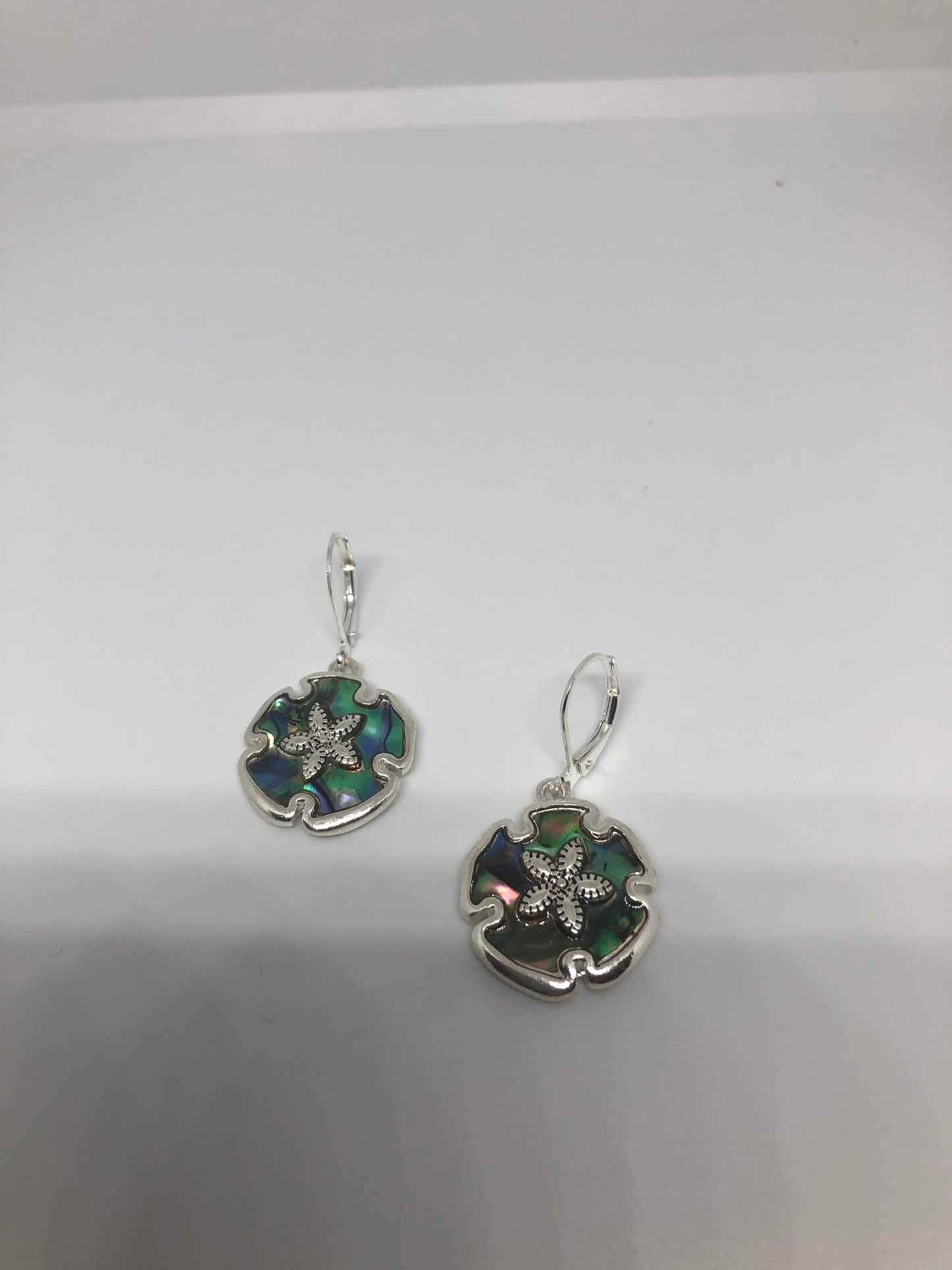 Vintage Handmade Silver Rainbow Abalone Earrings