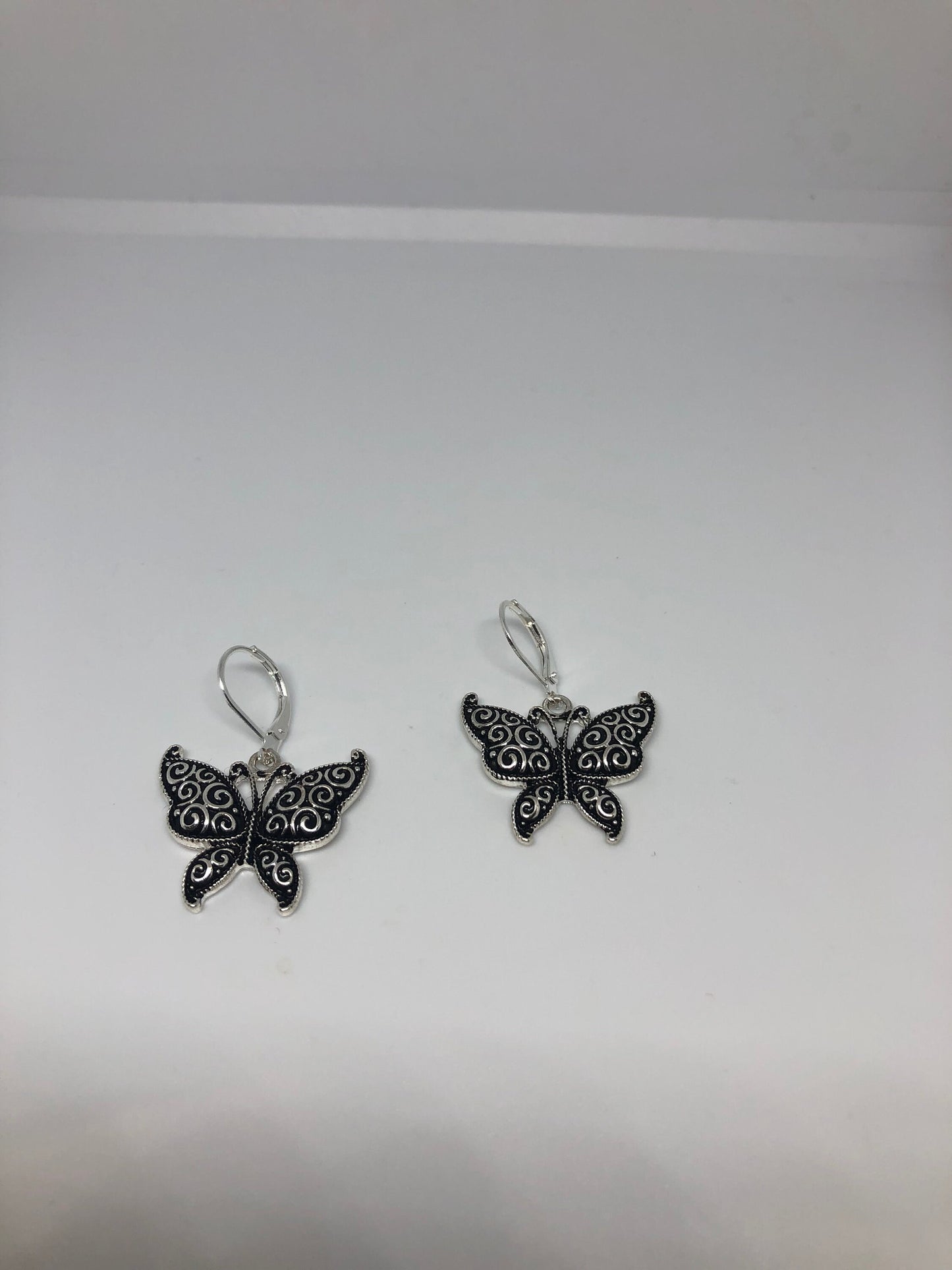 Vintage Handmade Silver Butterfly Earrings