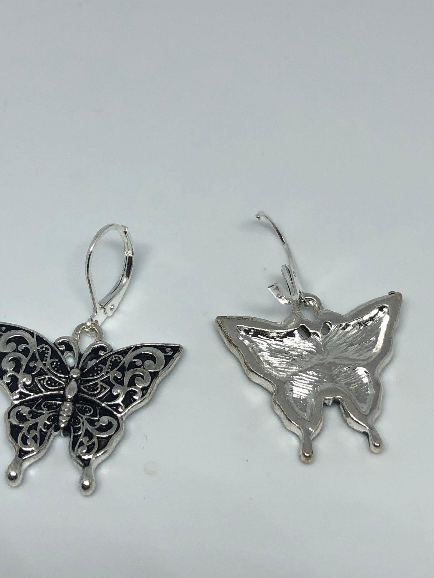 Vintage Handmade Silver Butterfly Earrings