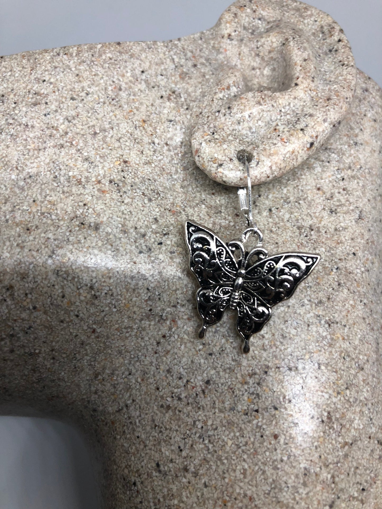 Vintage Handmade Silver Butterfly Earrings