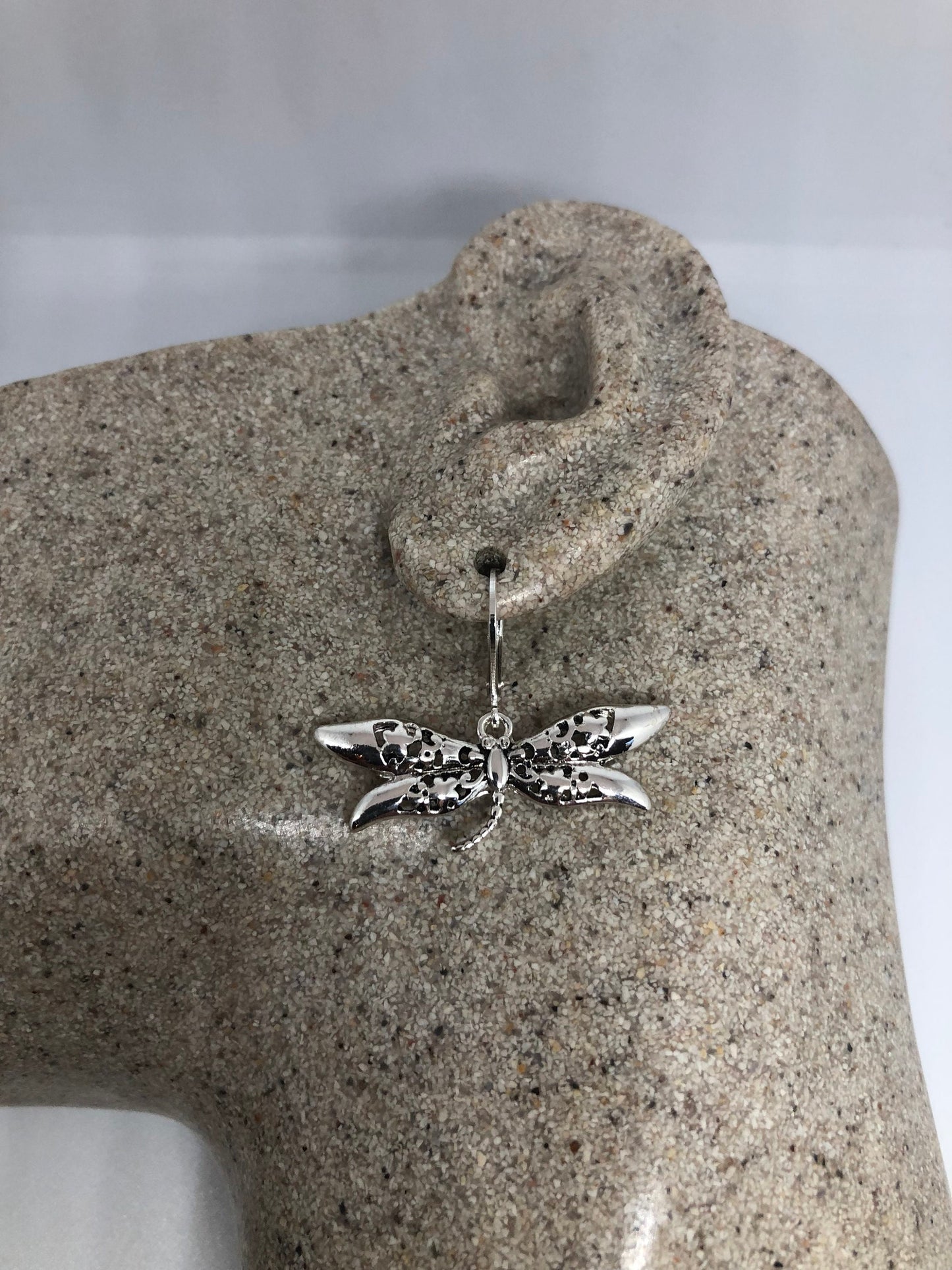 Vintage Handmade Silver Dragonfly Earrings