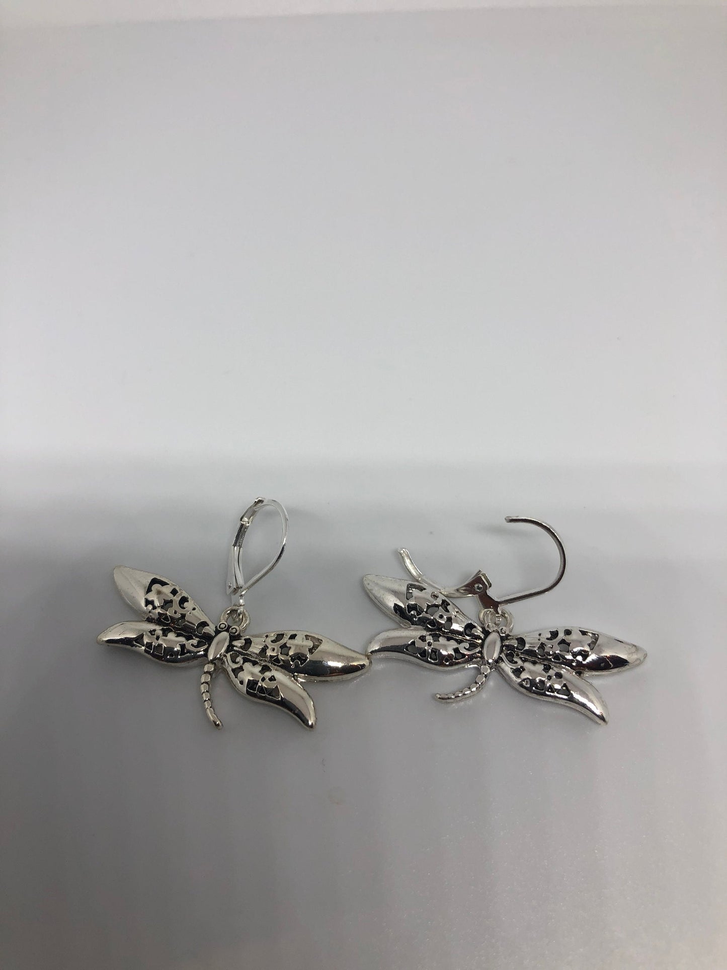 Vintage Handmade Silver Dragonfly Earrings