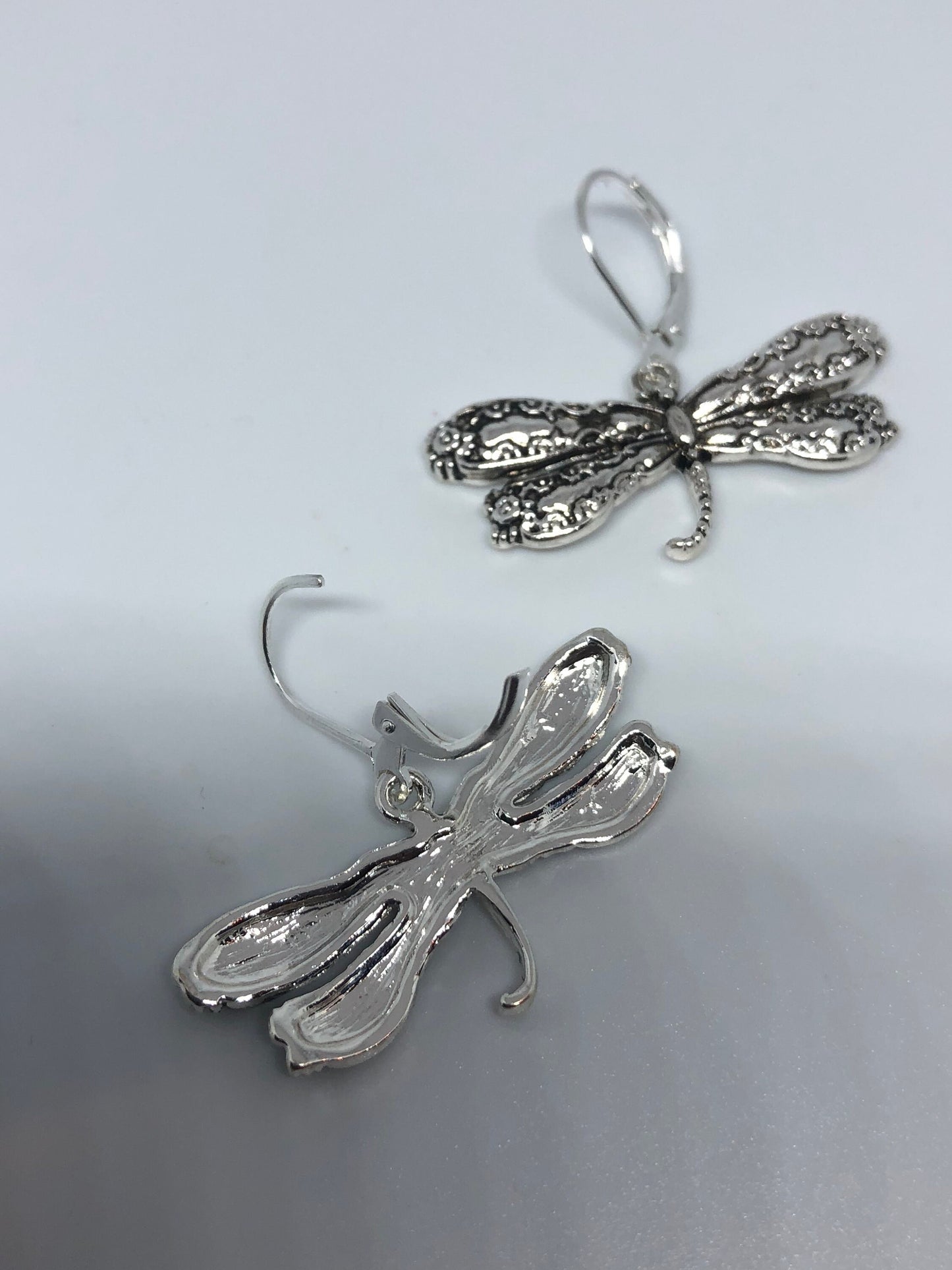 Vintage Handmade Silver Dragonfly Earrings