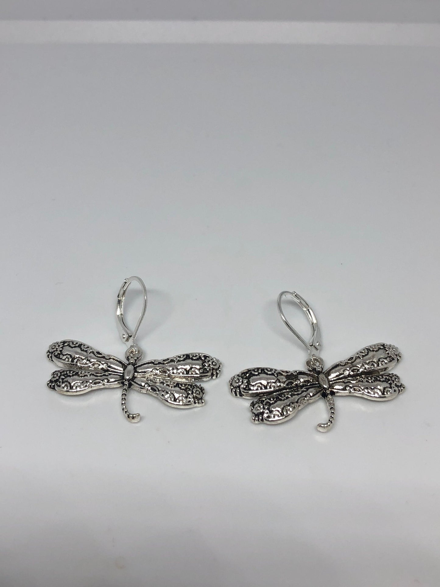 Vintage Handmade Silver Dragonfly Earrings