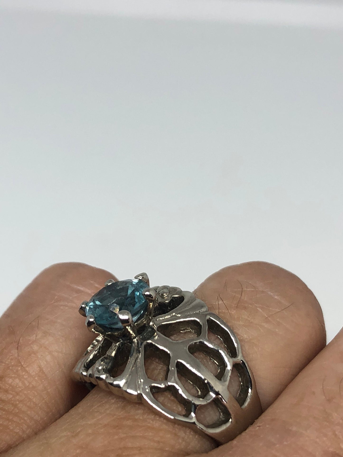 Vintage Genuine Blue Topaz 925 Sterling Silver Ring