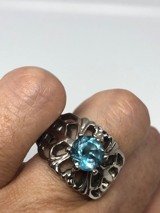 Vintage Genuine Blue Topaz 925 Sterling Silver Ring