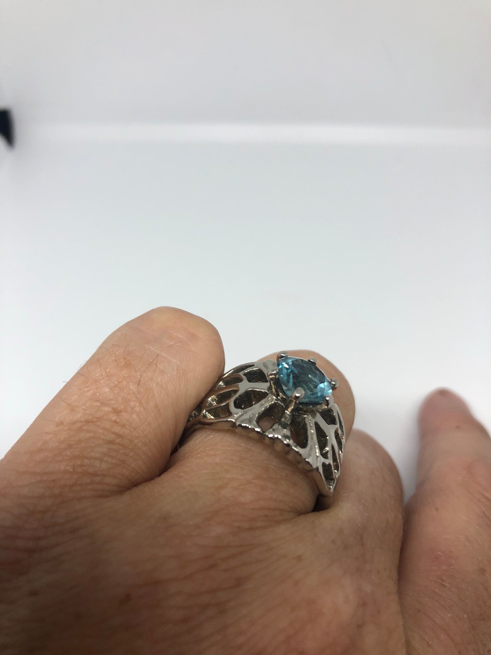 Vintage Genuine Blue Topaz 925 Sterling Silver Ring