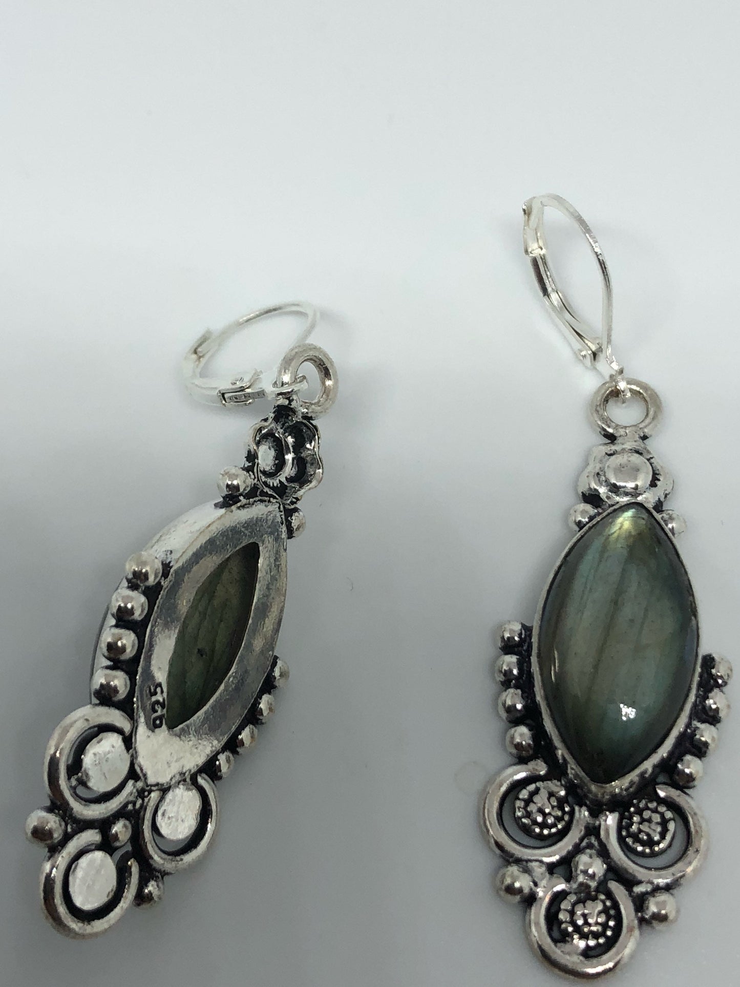 Vintage Labradorite Silver Dangle Earrings