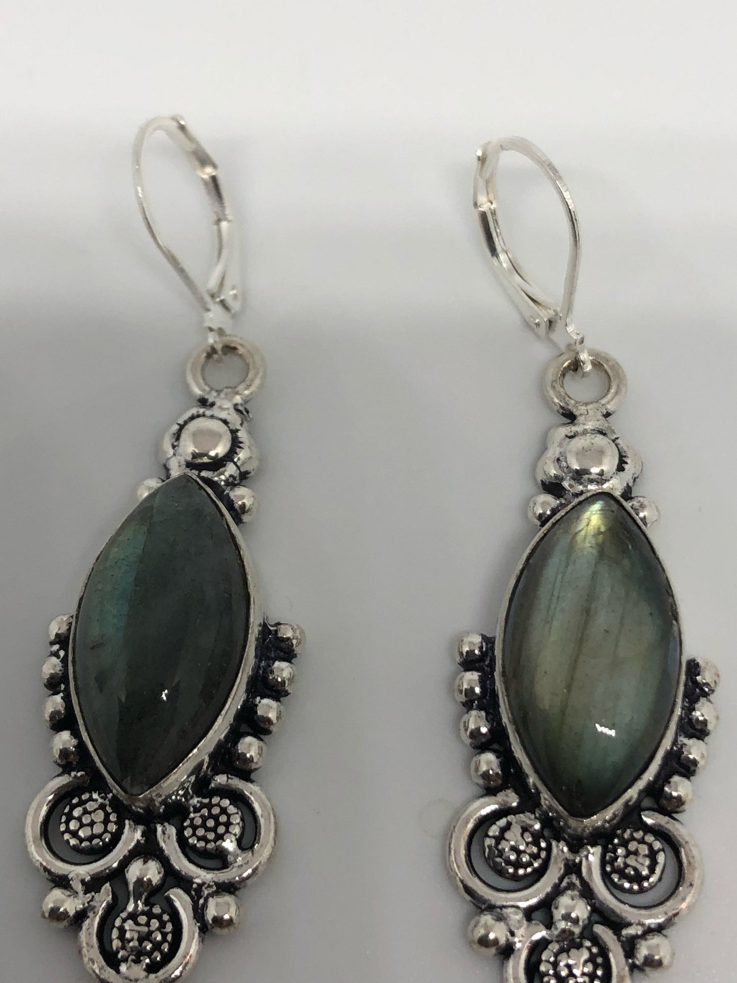 Vintage Labradorite Silver Dangle Earrings