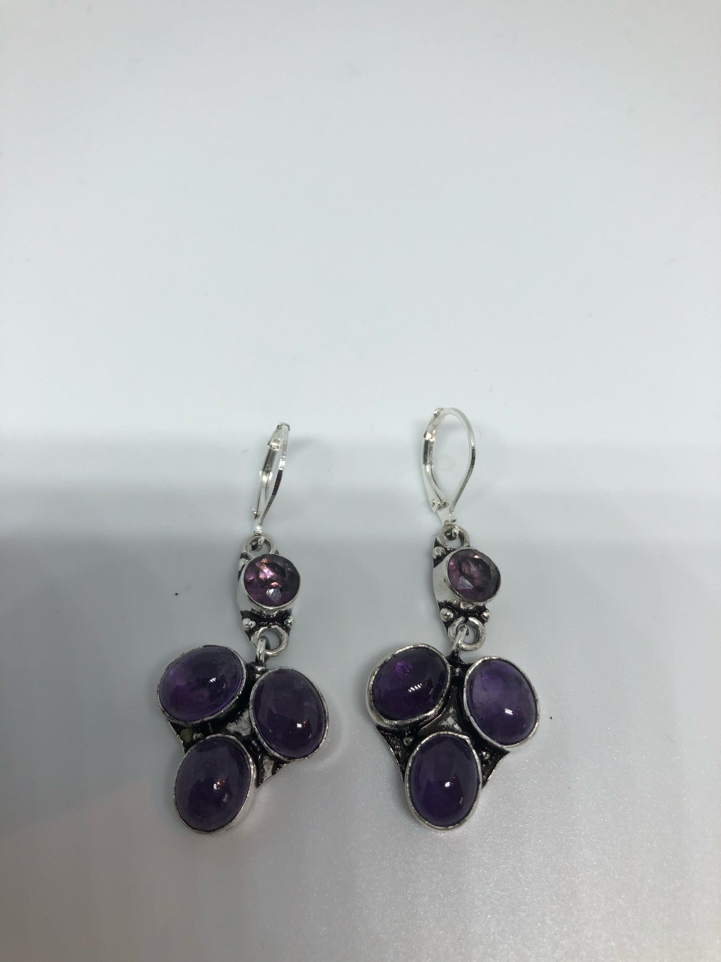 Vintage Sterling Silver Purple Amethyst Earrings