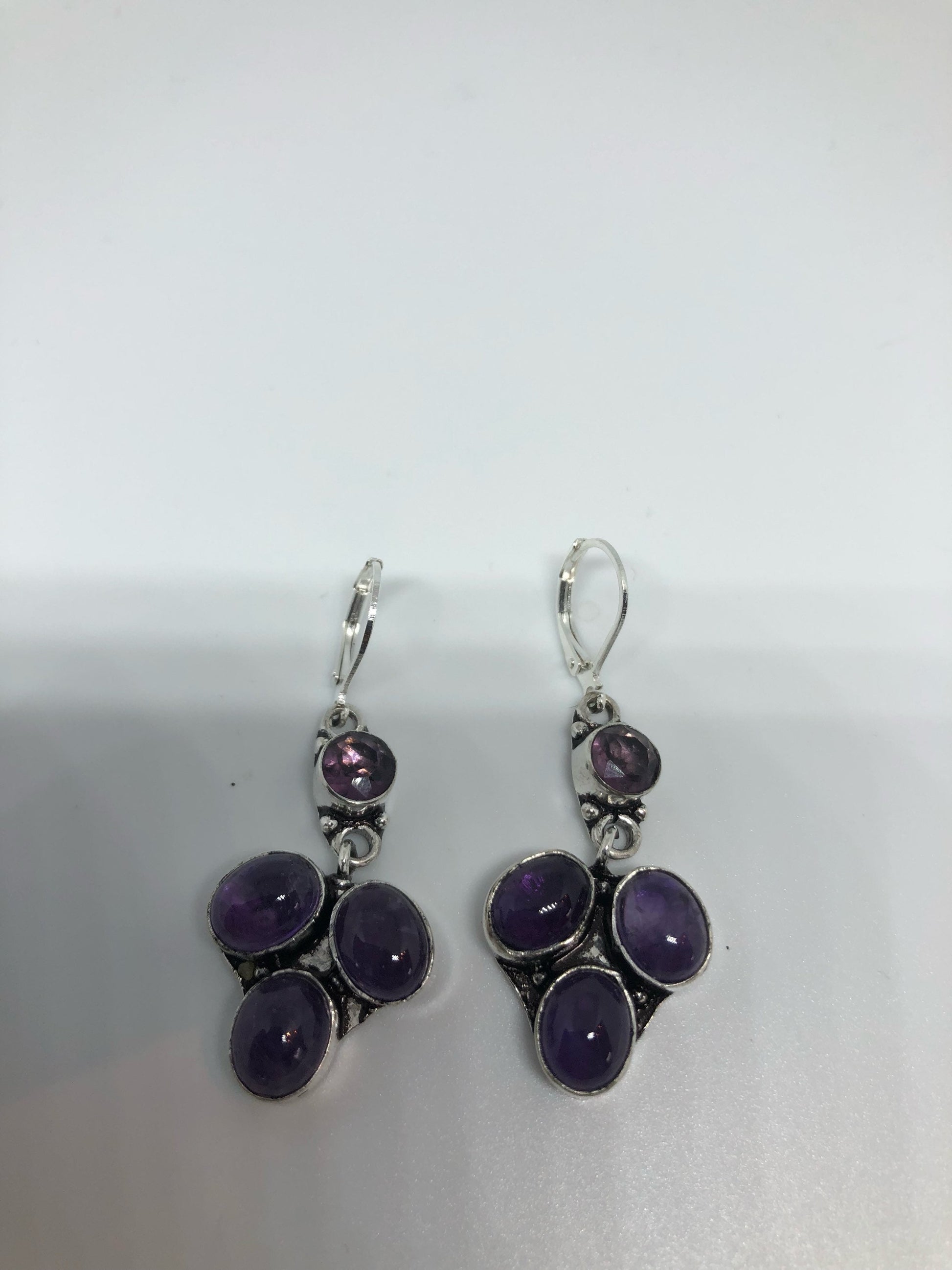 Vintage Sterling Silver Purple Amethyst Earrings