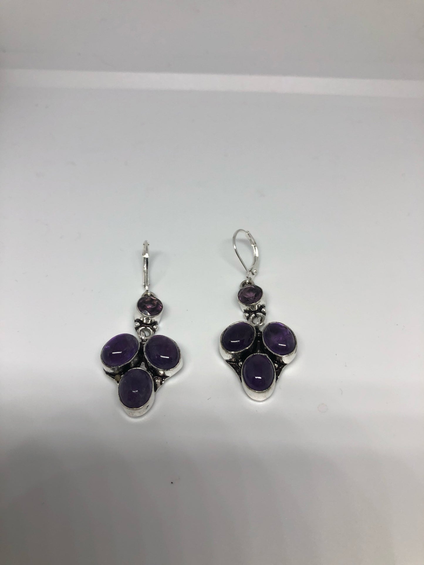 Vintage Sterling Silver Purple Amethyst Earrings