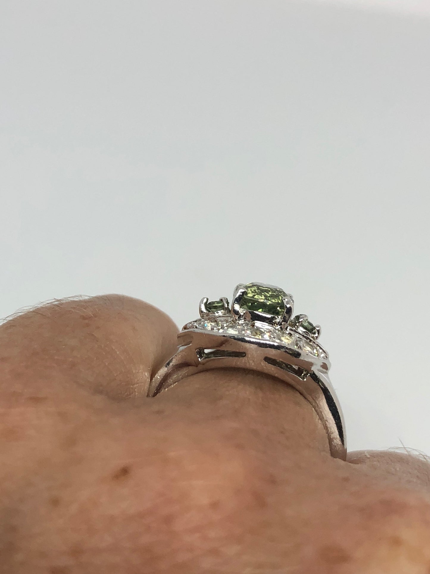 Vintage Green Peridot Setting 925 Sterling Silver Ring