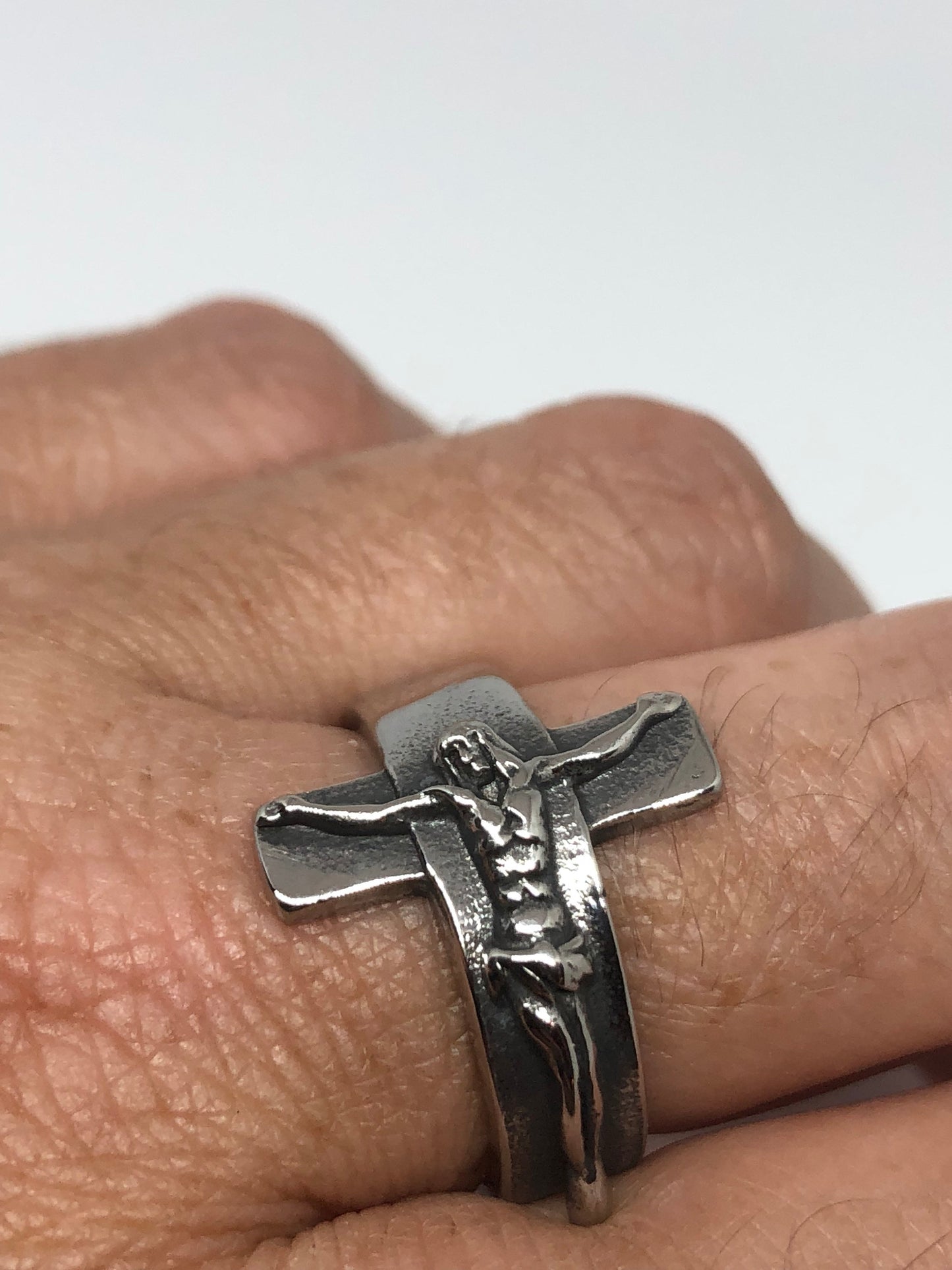 Vintage Gothic Cross Crucifix Mens Ring