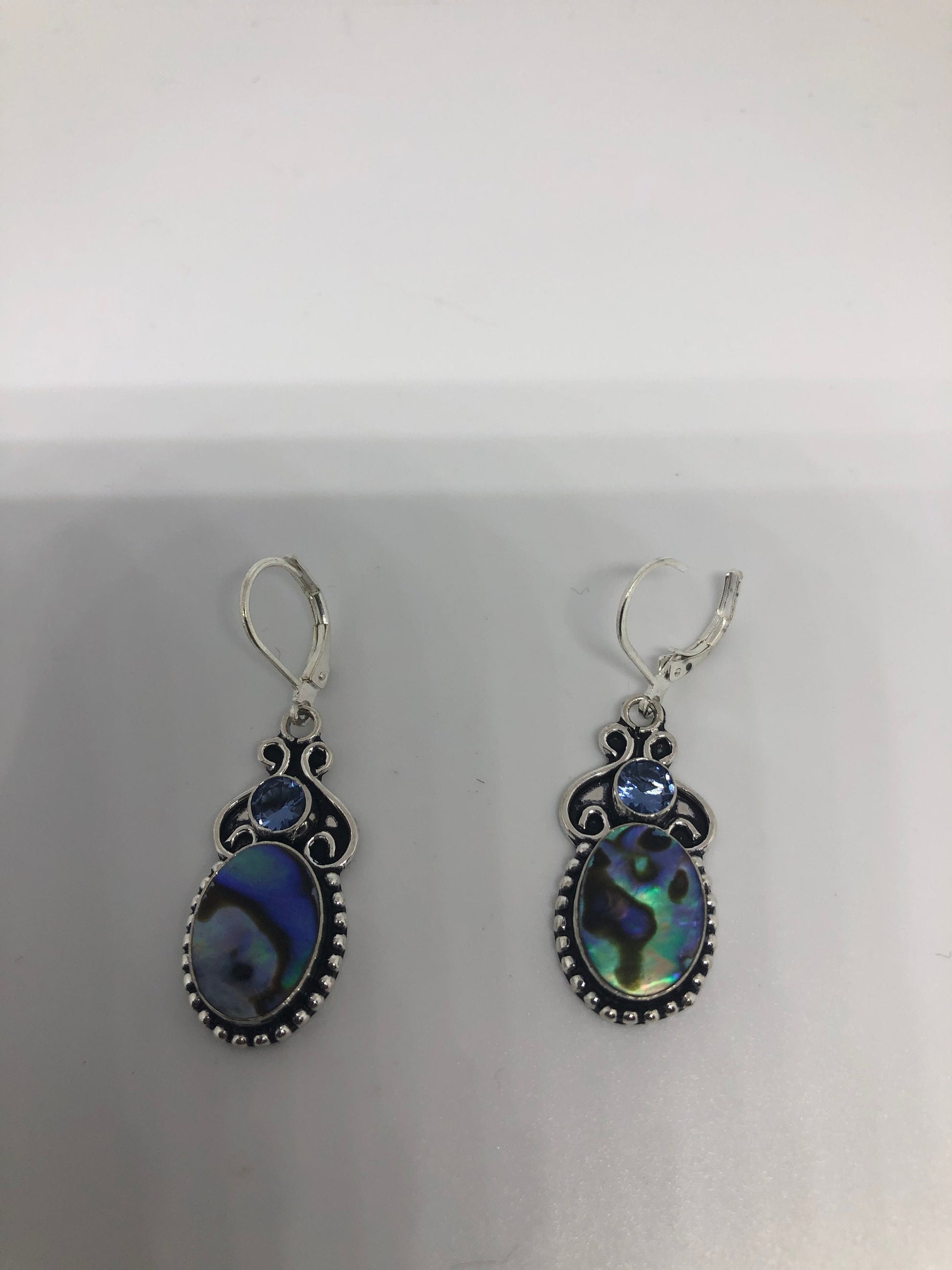 Vintage Handmade Silver Rainbow Abalone Earrings