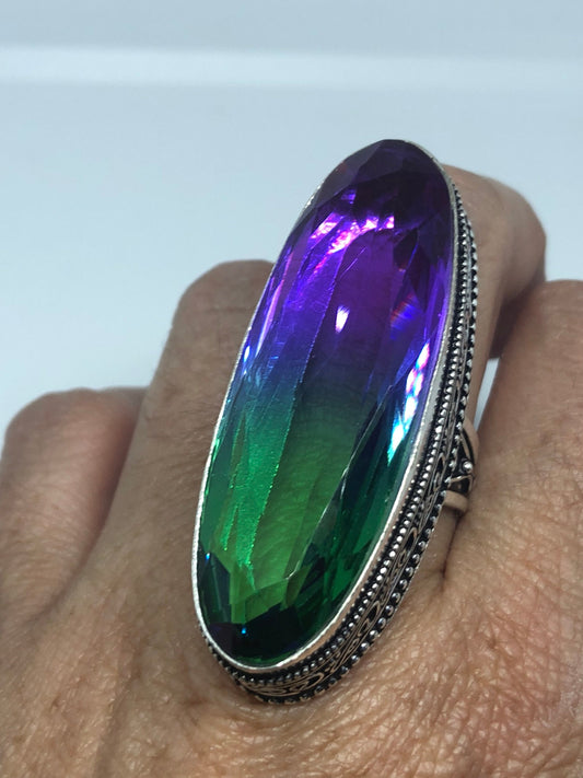 Vintage Vintage Art Glass Ring About Two Inch Long Knuckle Ring