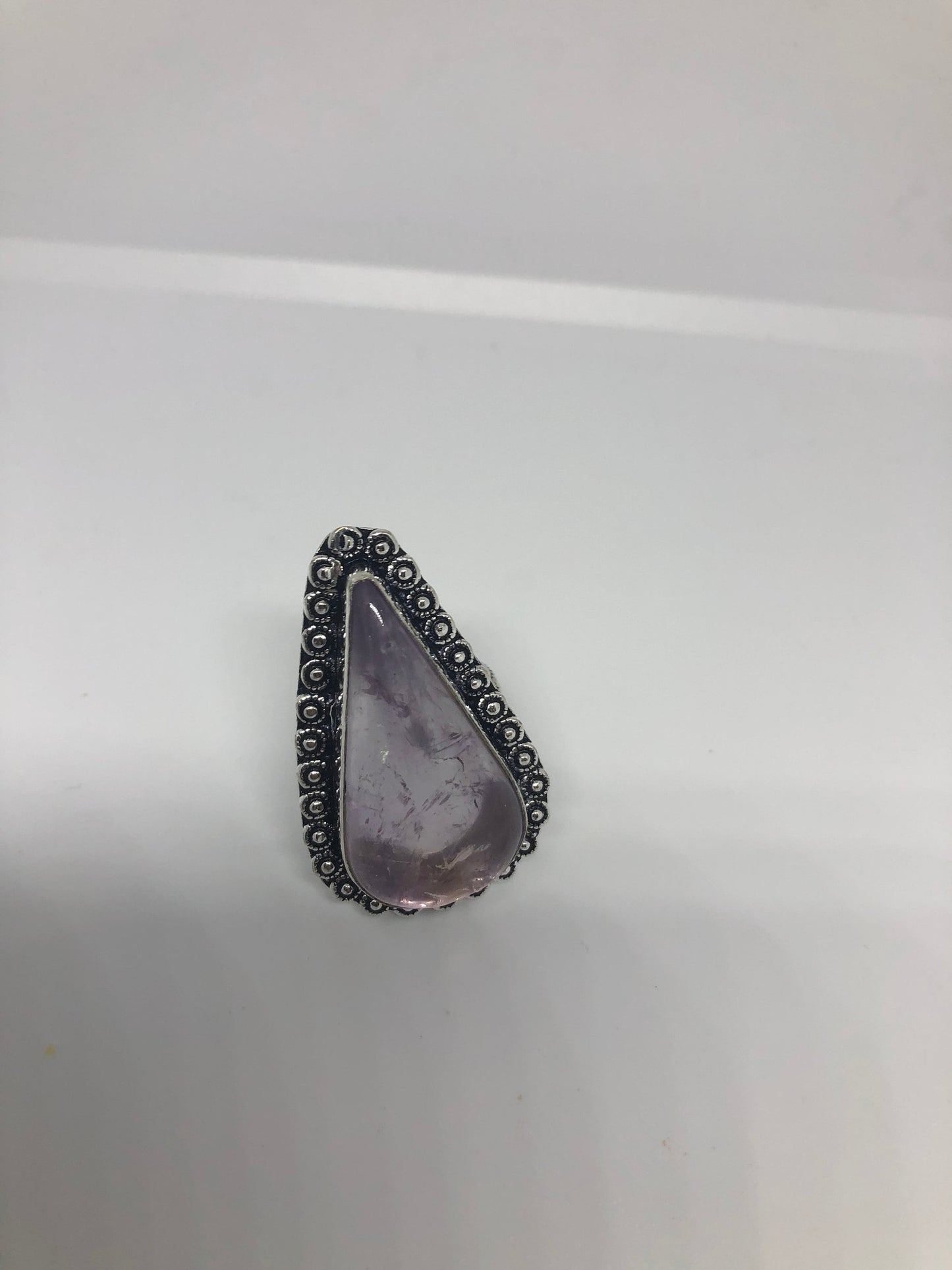 Vintage Genuine Rose Quartz Silver Ring