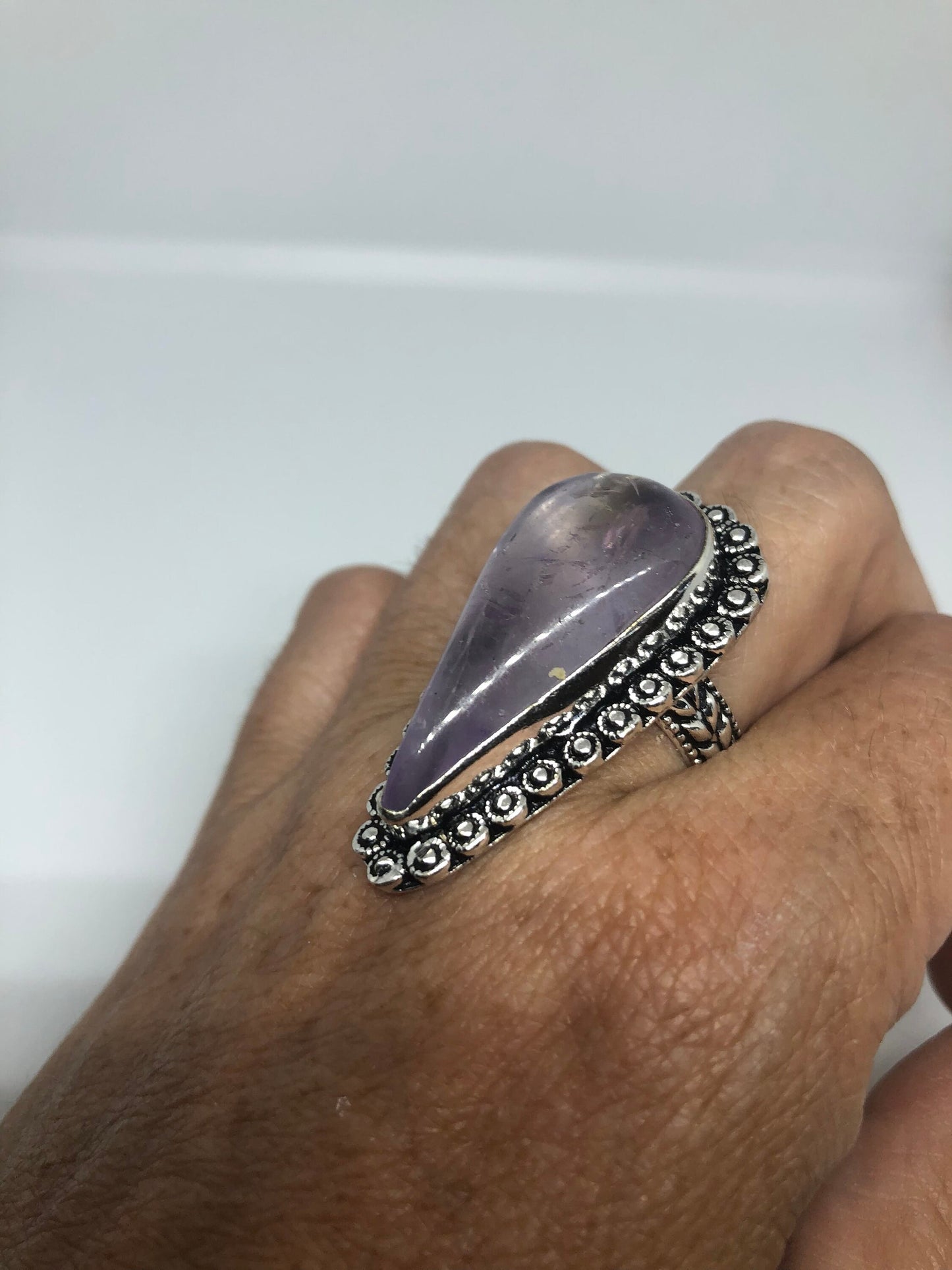 Vintage Genuine Rose Quartz Silver Ring