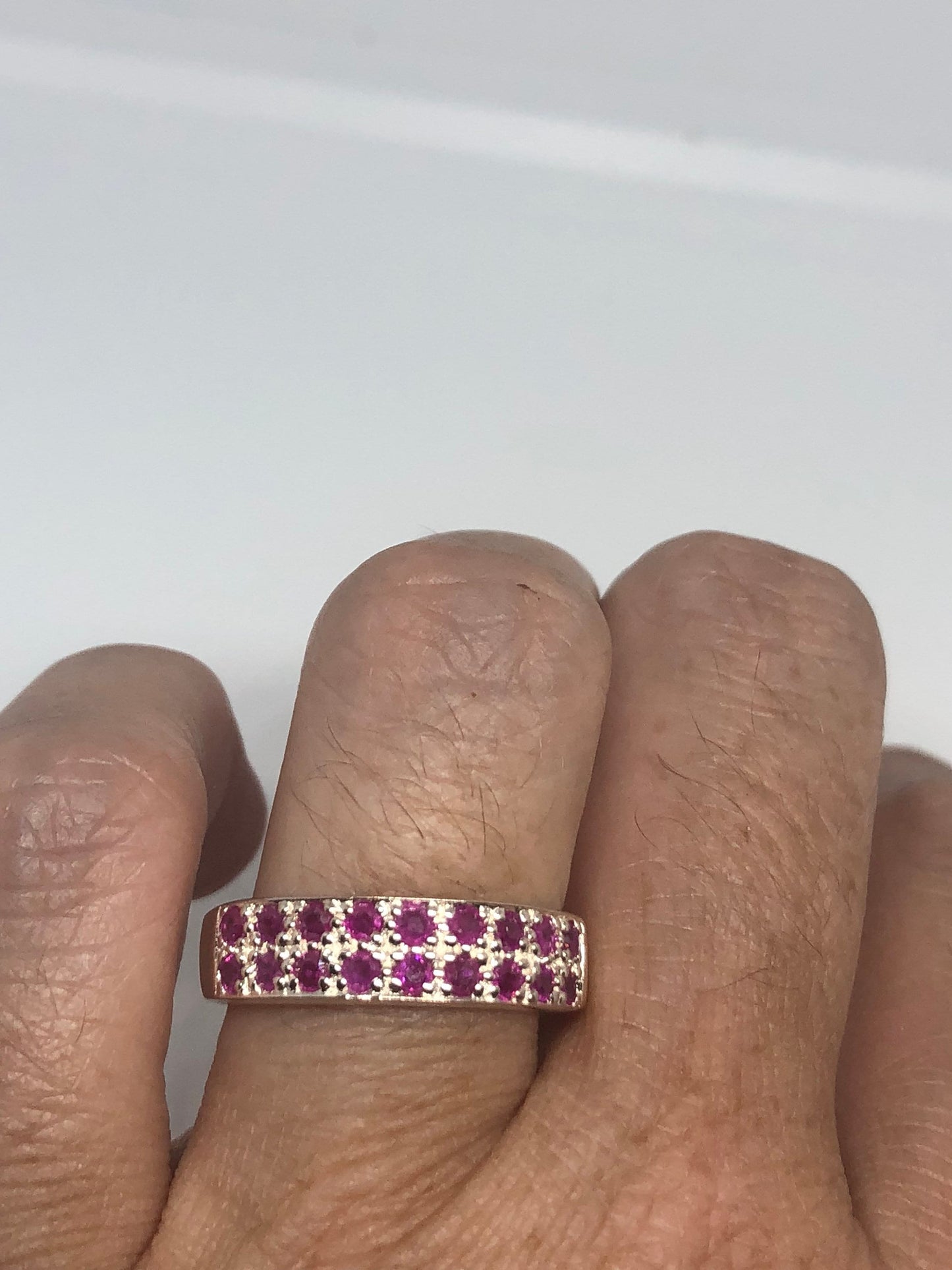Vintage Handmade Pink Ruby Setting Sterling Silver Gothic Ring