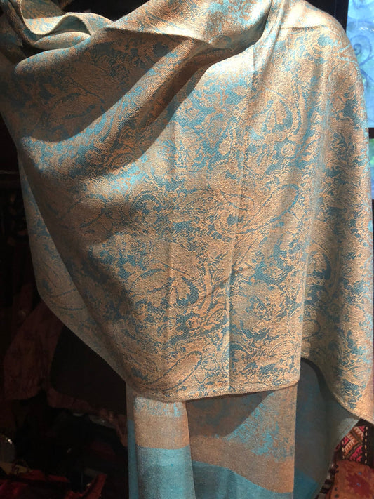 Vintage Paisley Brocade Pashmina Scarf Wrap Shawl