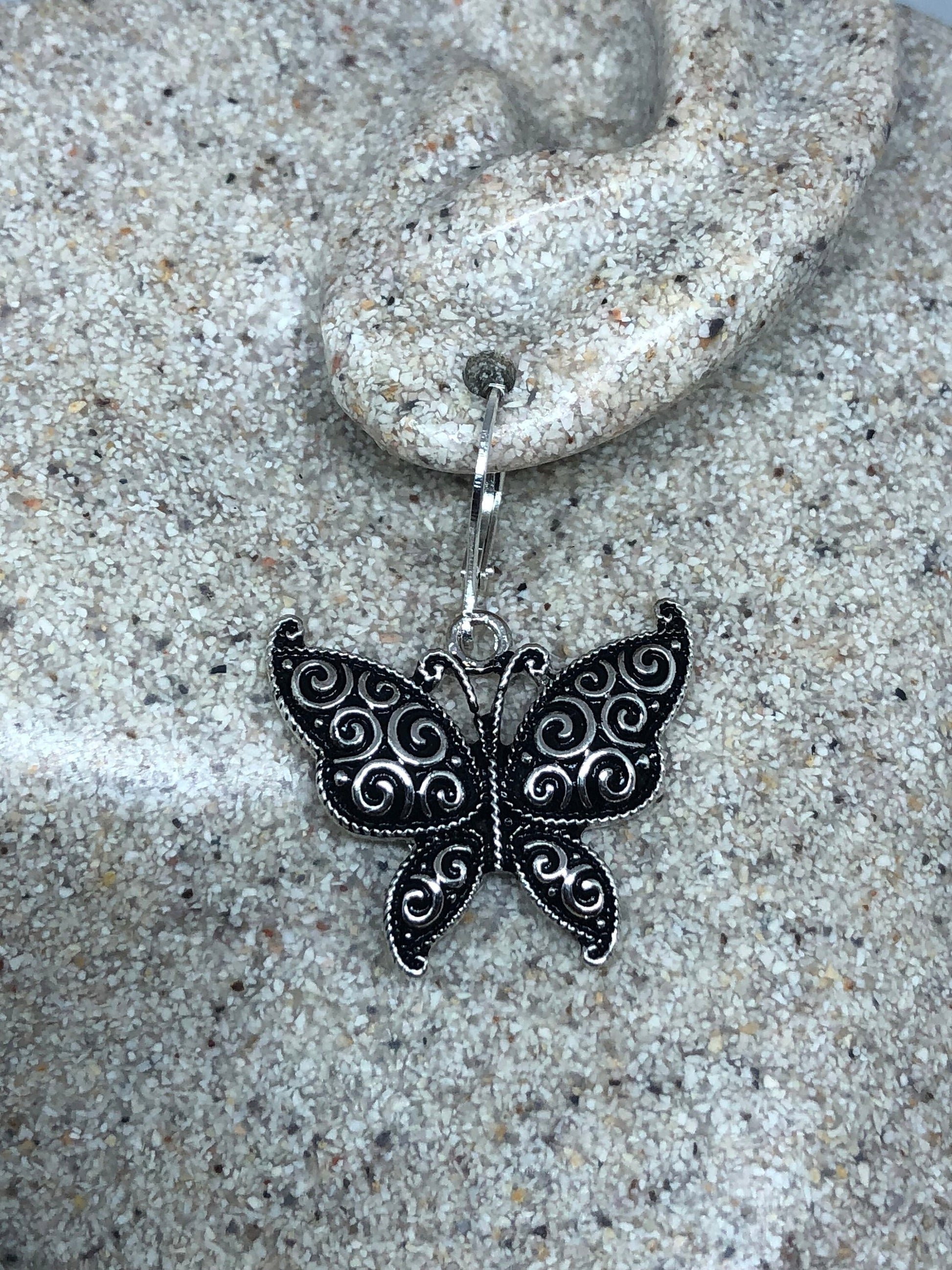 Vintage Handmade Silver Butterfly Earrings