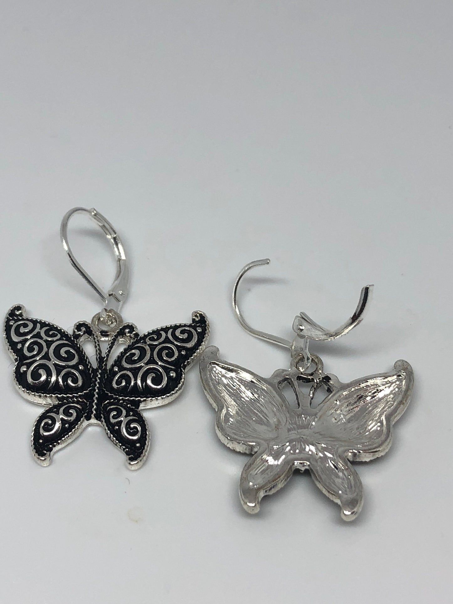 Vintage Handmade Silver Butterfly Earrings