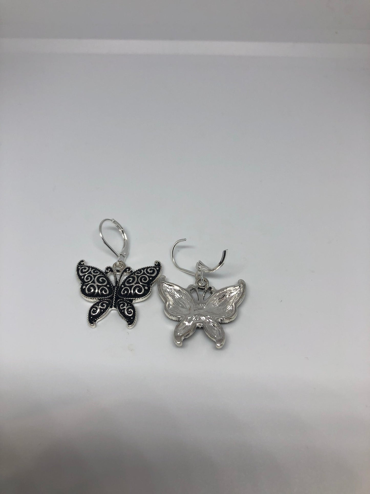 Vintage Handmade Silver Butterfly Earrings