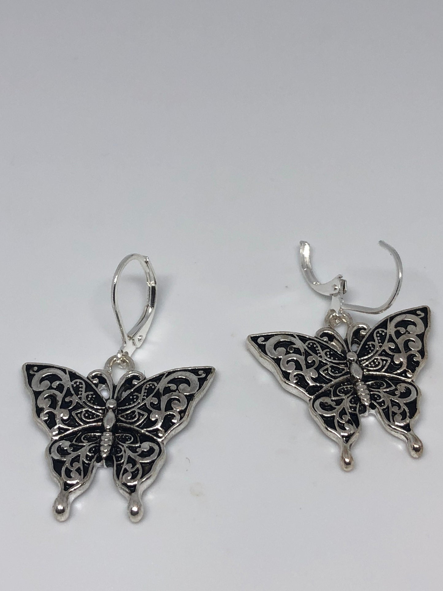 Vintage Handmade Silver Butterfly Earrings