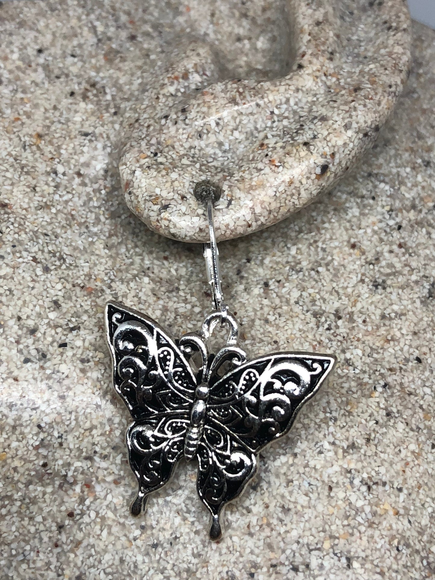 Vintage Handmade Silver Butterfly Earrings