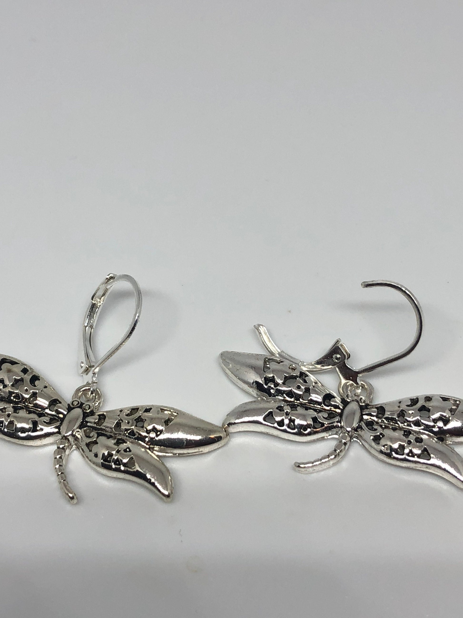 Vintage Handmade Silver Dragonfly Earrings