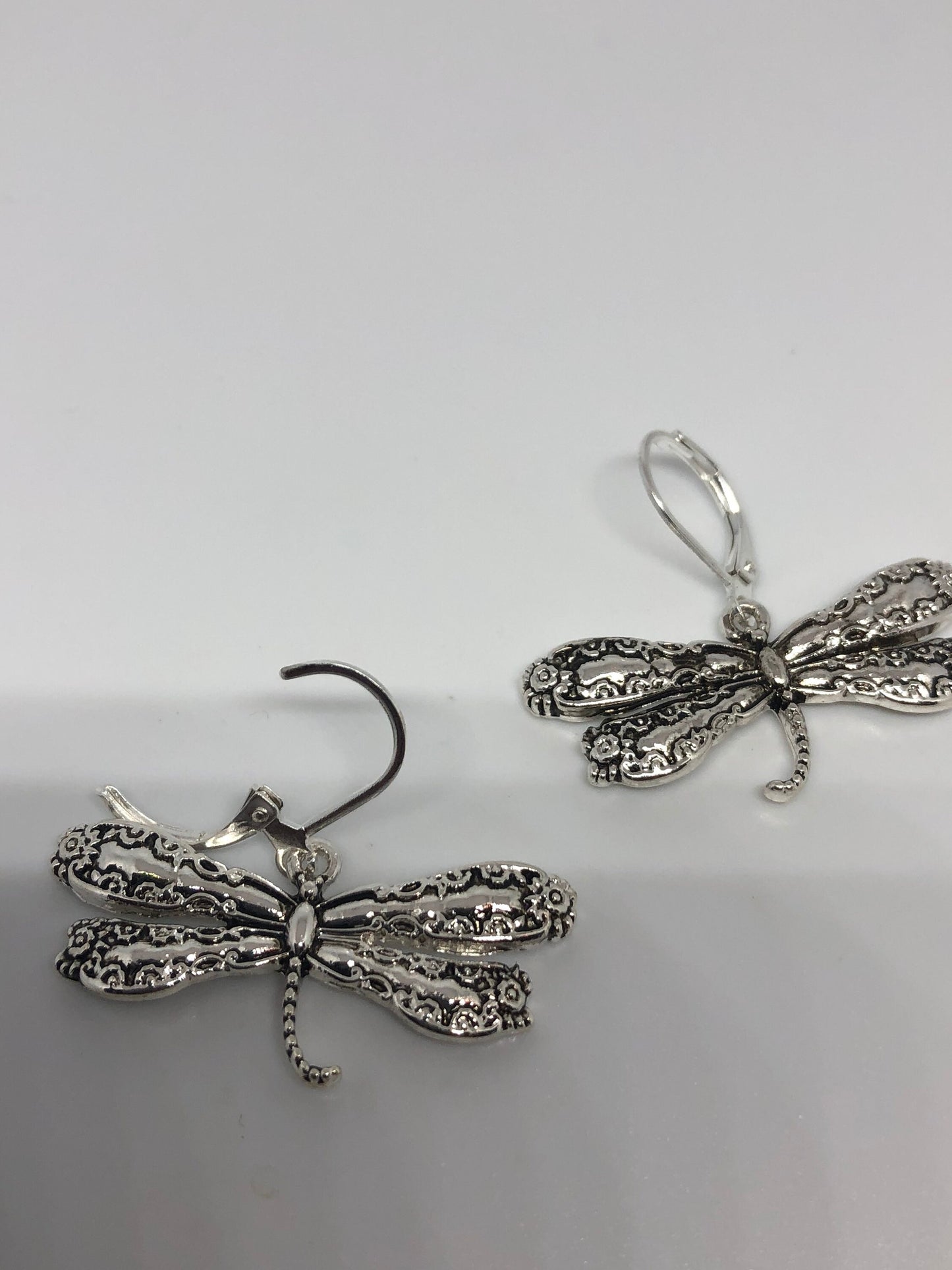 Vintage Handmade Silver Dragonfly Earrings