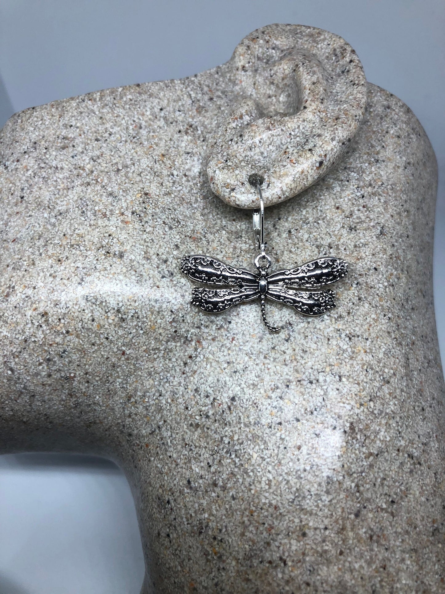 Vintage Handmade Silver Dragonfly Earrings